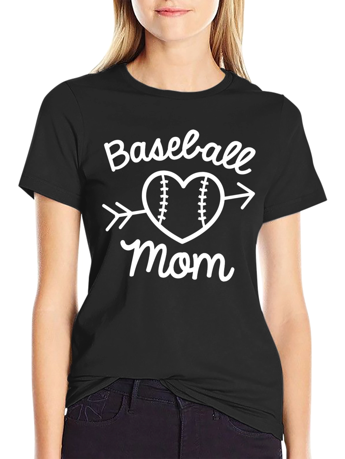 Baseball Mom Arrow Heart Graphic T-Shirt