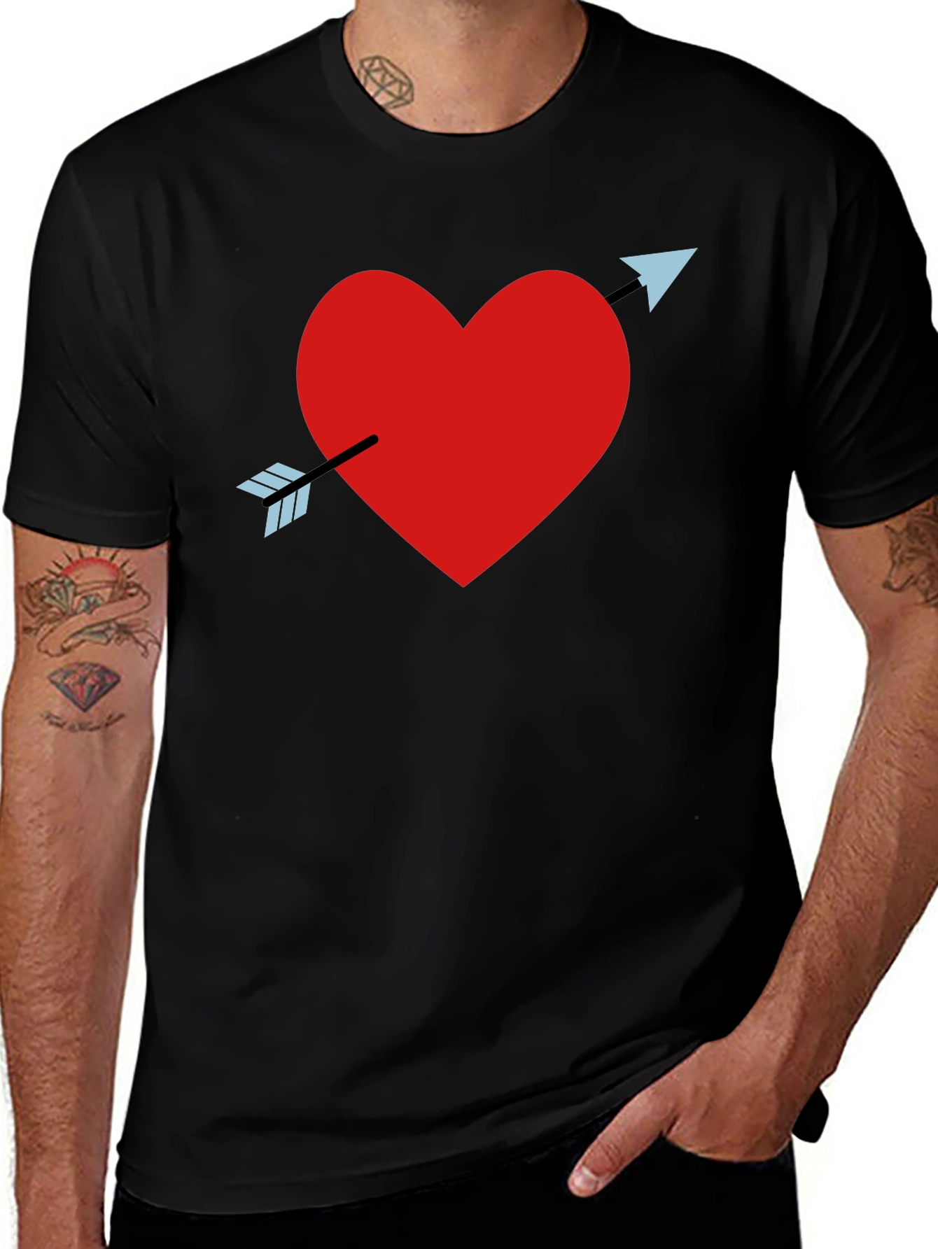 Heart Arrow Black T-Shirt