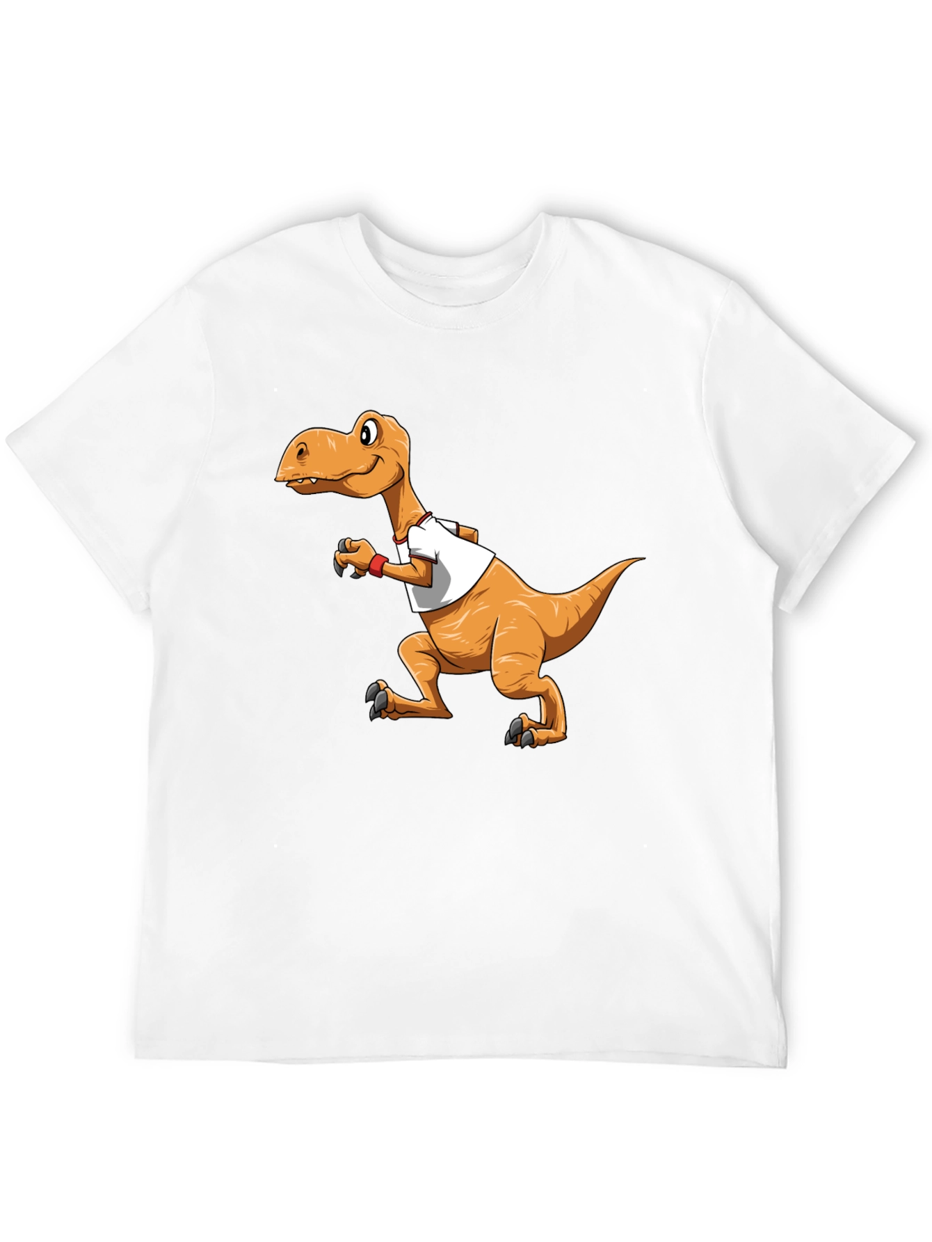 Cartoon Dinosaur Graphic Tee - Black