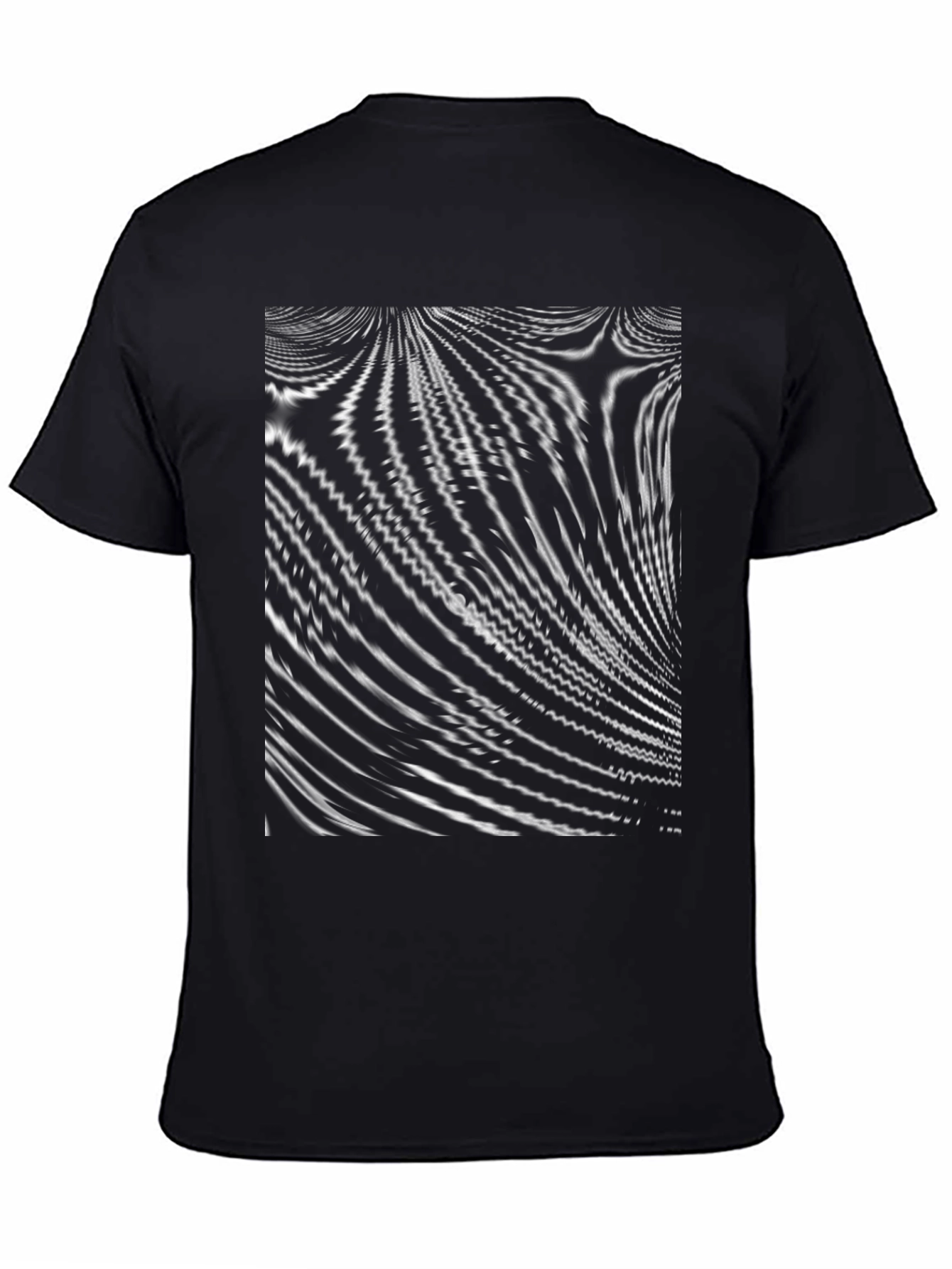 Abstract Wave Pattern Black T-Shirt
