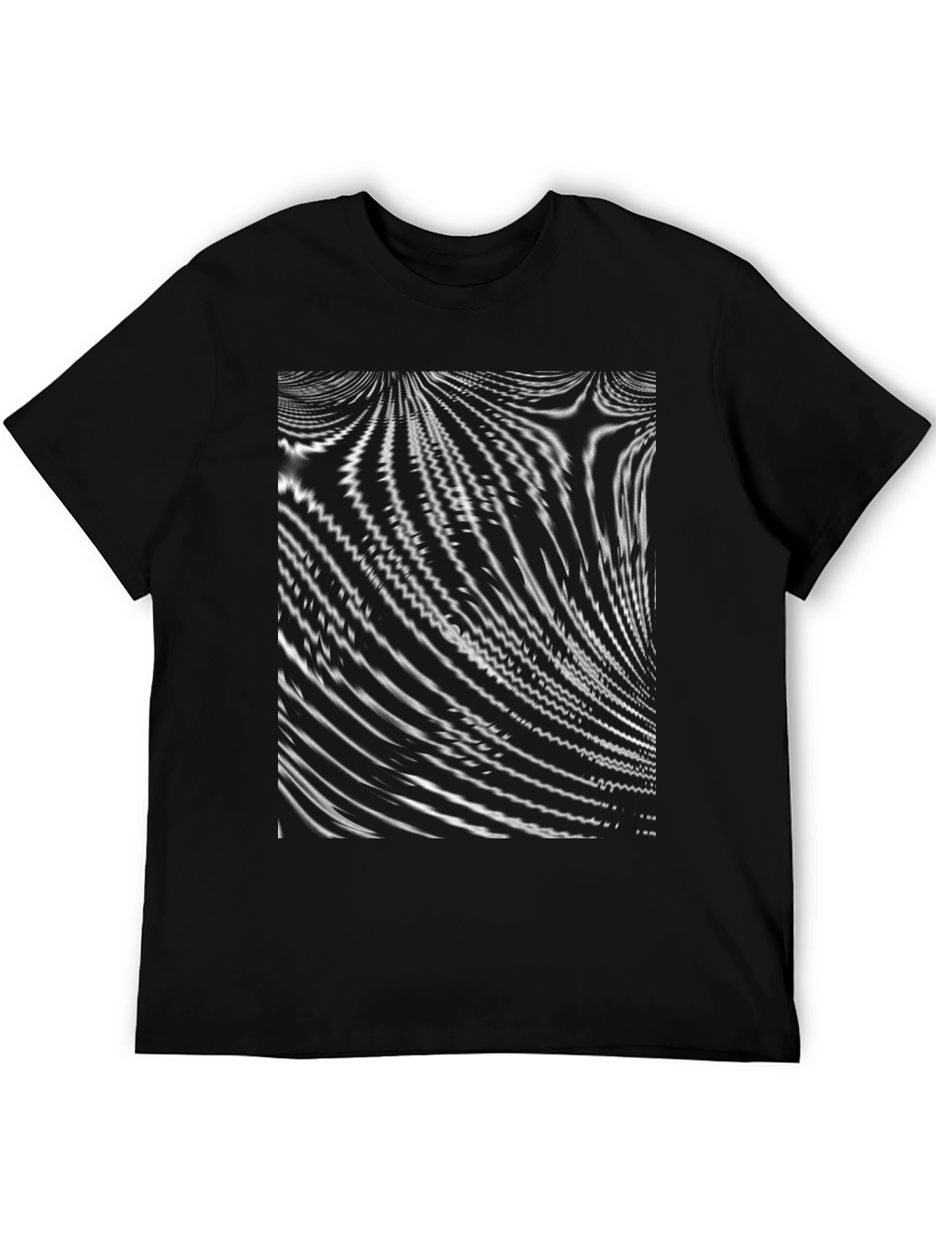 Abstract Wave Pattern Black T-Shirt