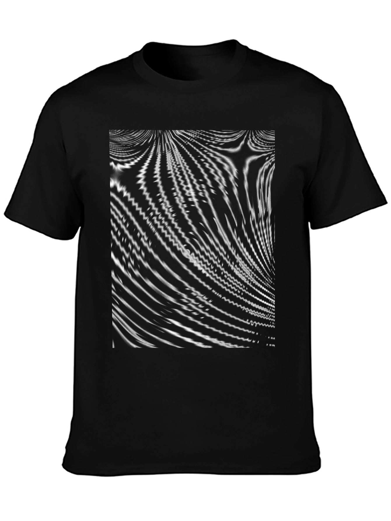 Abstract Wave Pattern Black T-Shirt