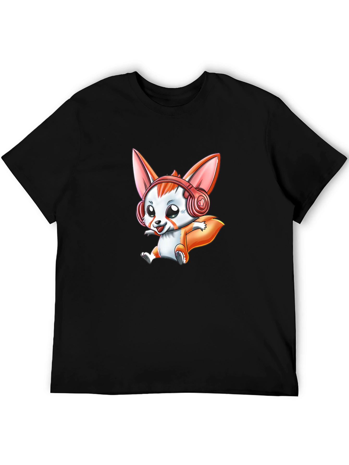 Cute Cartoon Fox Headphone Graphic Tee
