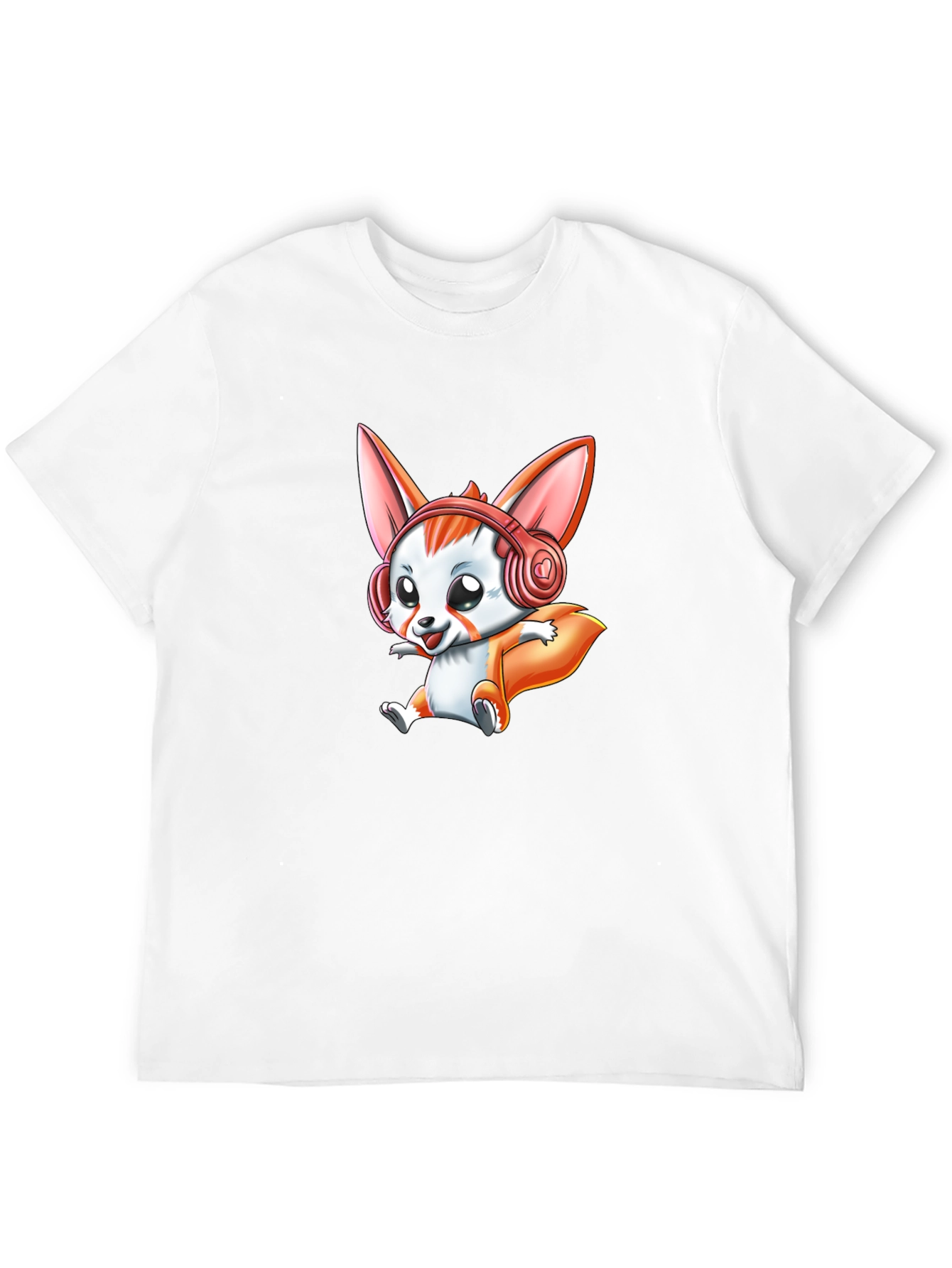 Cute Cartoon Fox Headphone Graphic Tee