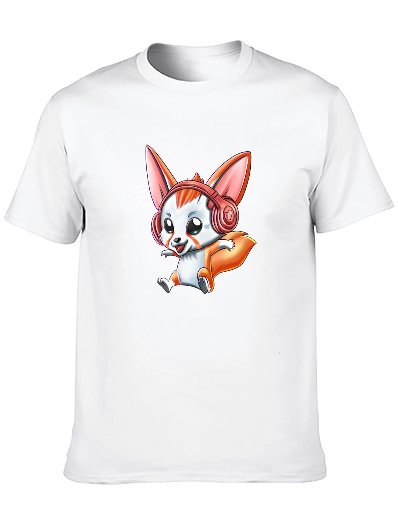Cute Cartoon Fox Headphone Graphic Tee