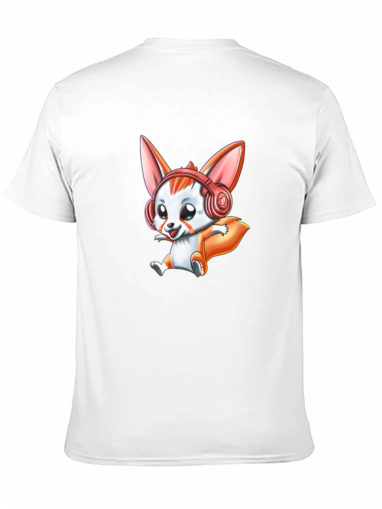 Cute Cartoon Fox Headphone Graphic Tee