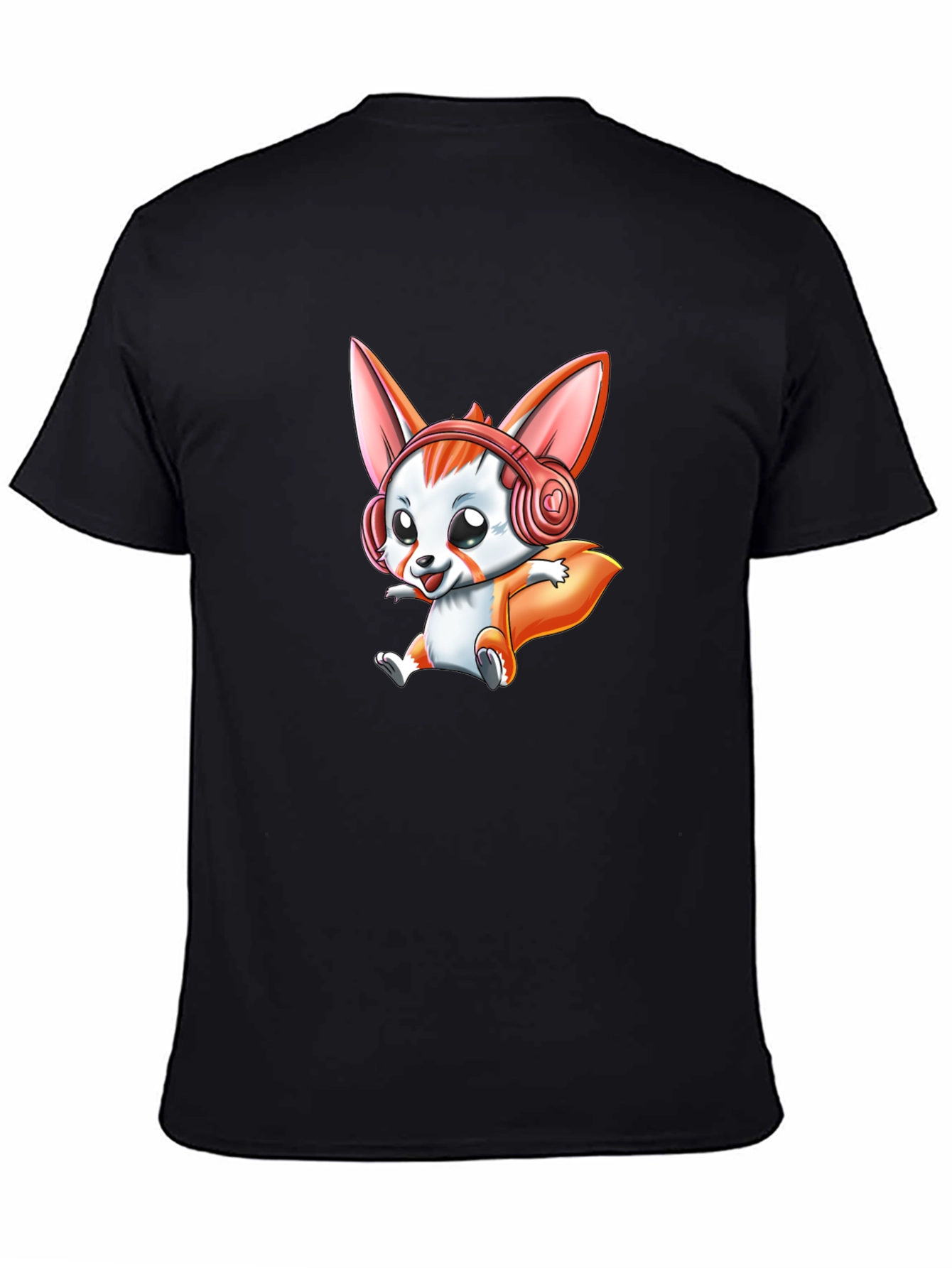 Cute Cartoon Fox Headphone Graphic Tee