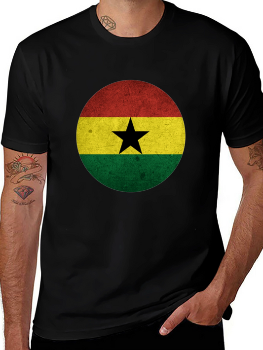 Ghana Flag Graphic T-Shirt - Mens Black Tee