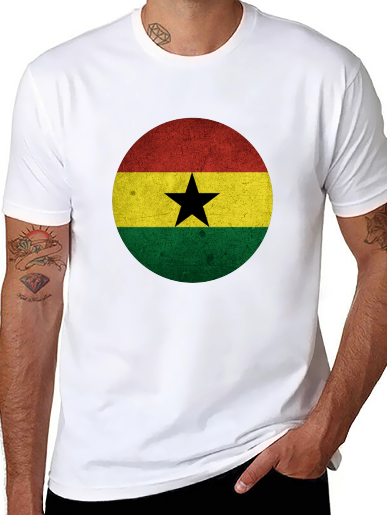 Ghana Flag Graphic T-Shirt - Mens Black Tee