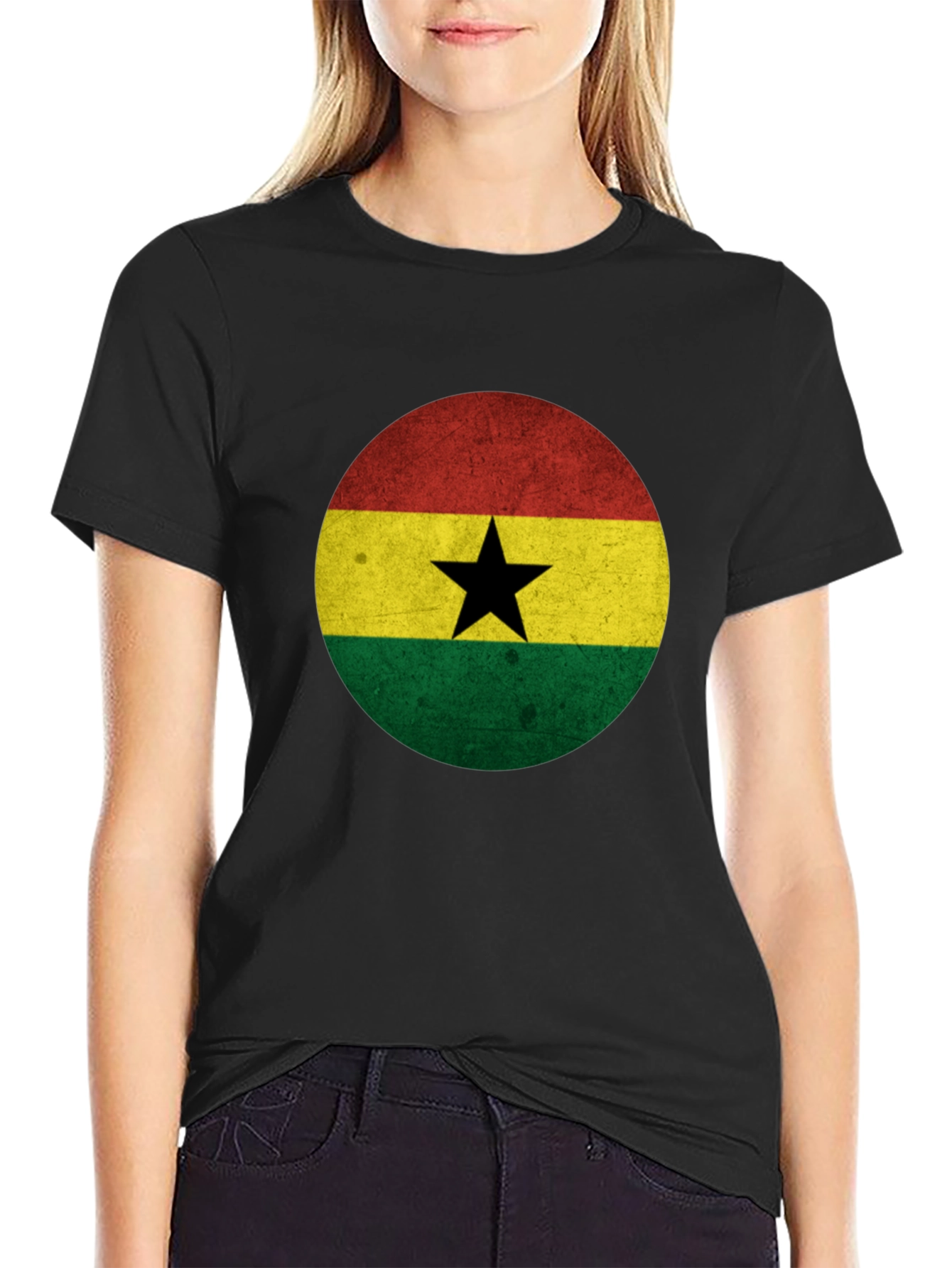 Ghana Flag Graphic T-Shirt - Mens Black Tee