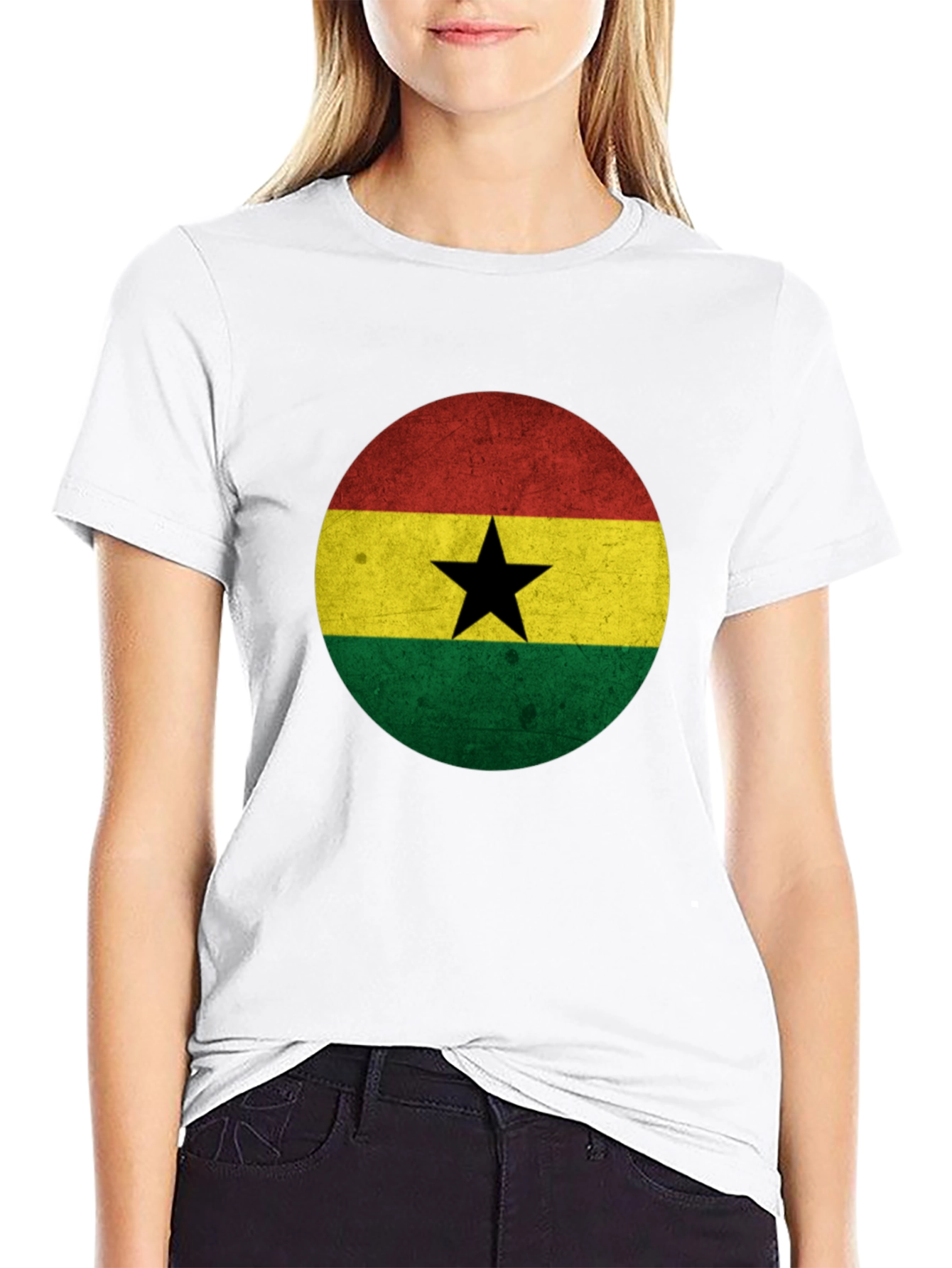 Ghana Flag Graphic T-Shirt - Mens Black Tee
