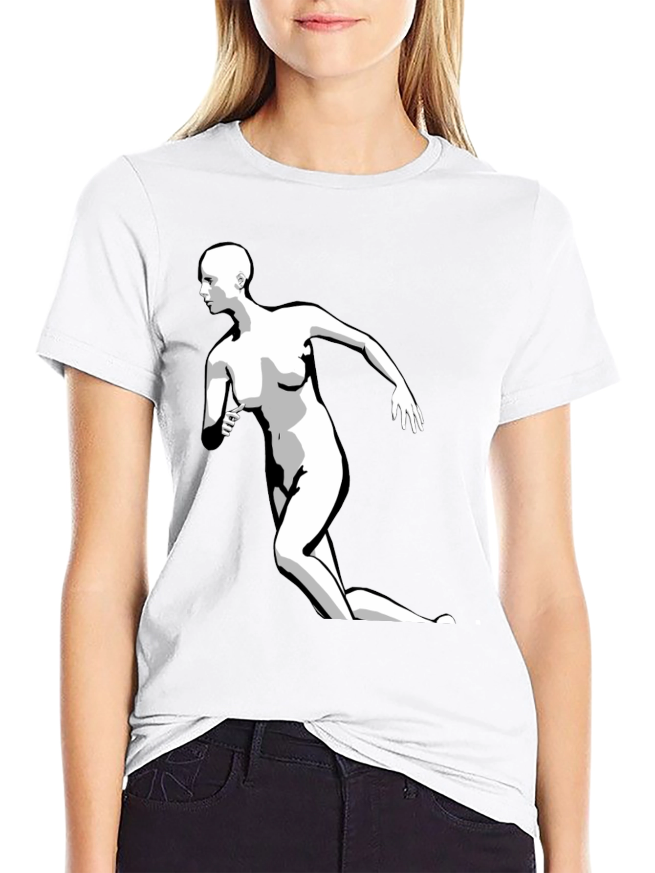 Abstract Woman Print Black T-Shirt