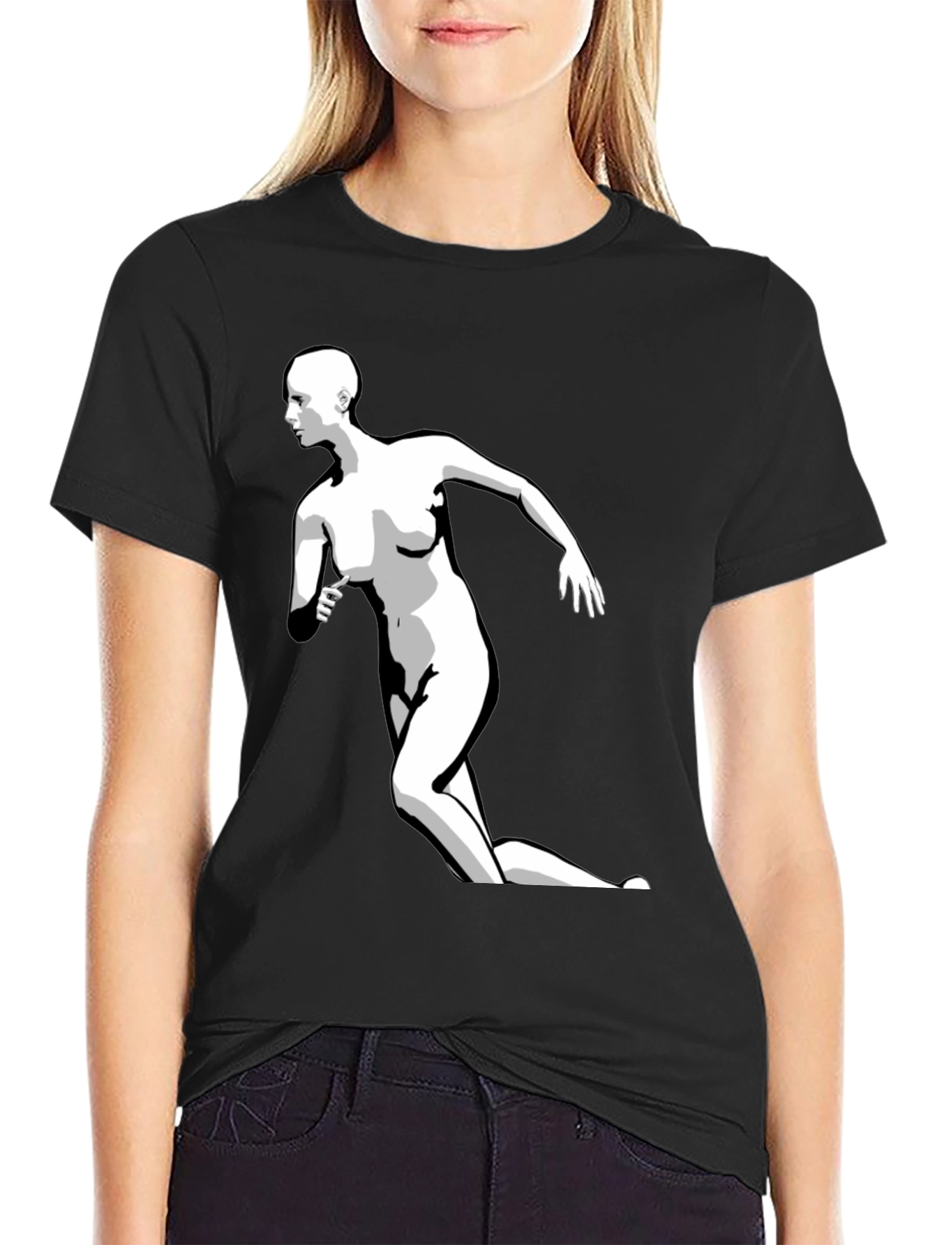 Abstract Woman Print Black T-Shirt