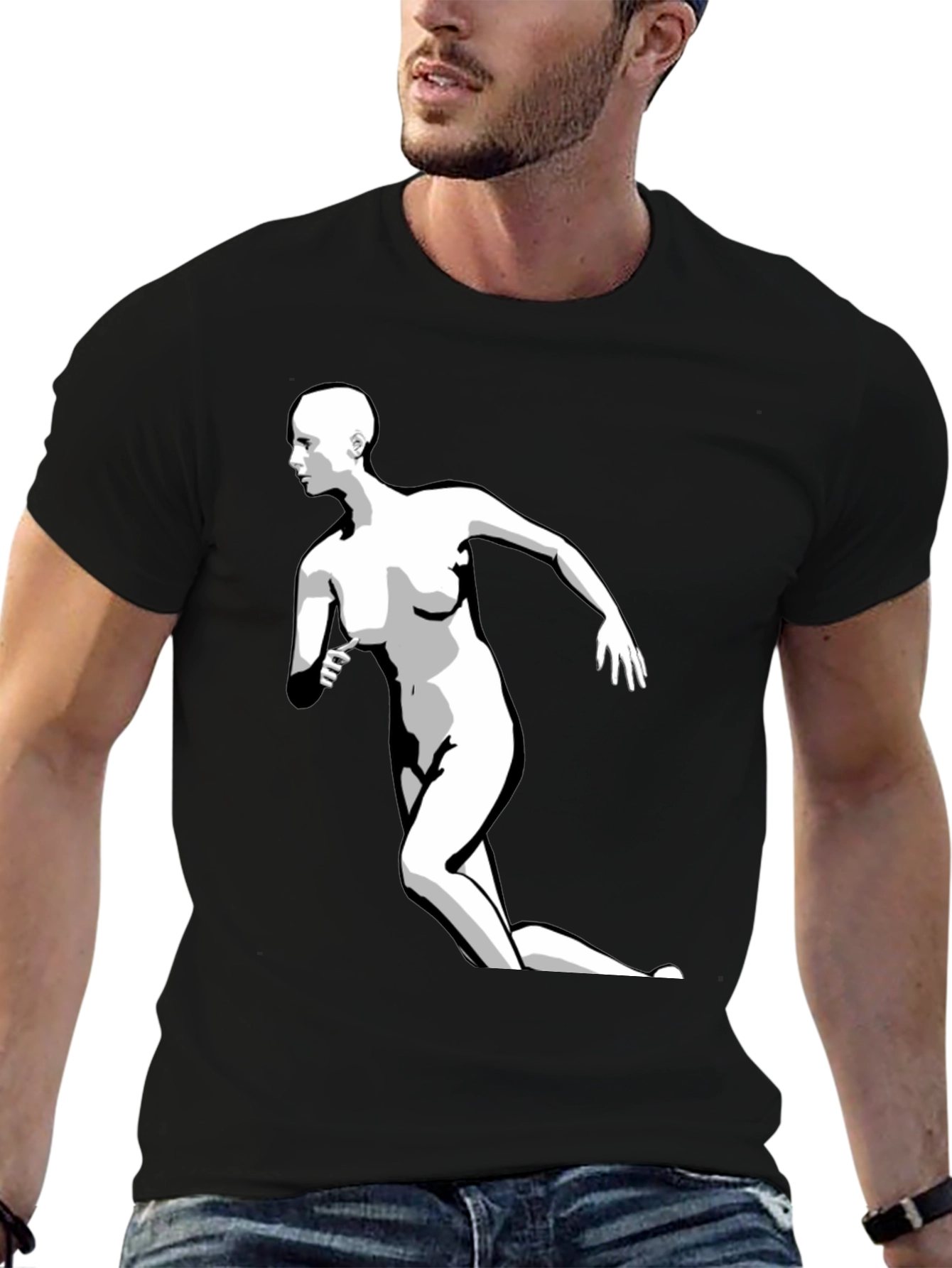 Abstract Woman Print Black T-Shirt