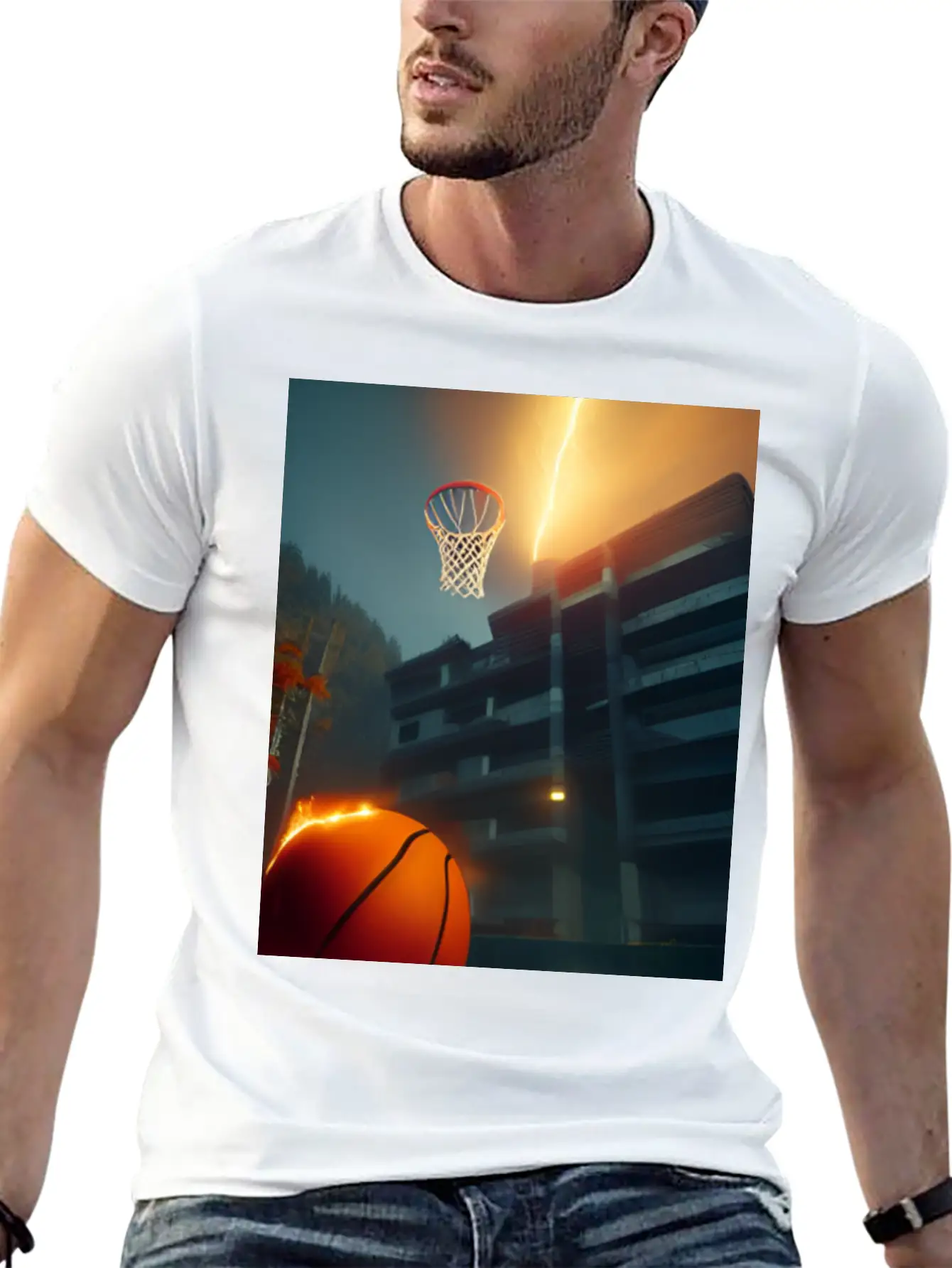 Basketball Ball On Fire Flames Unisex Casual T-Shirt – Clean Design For Daily Comfort