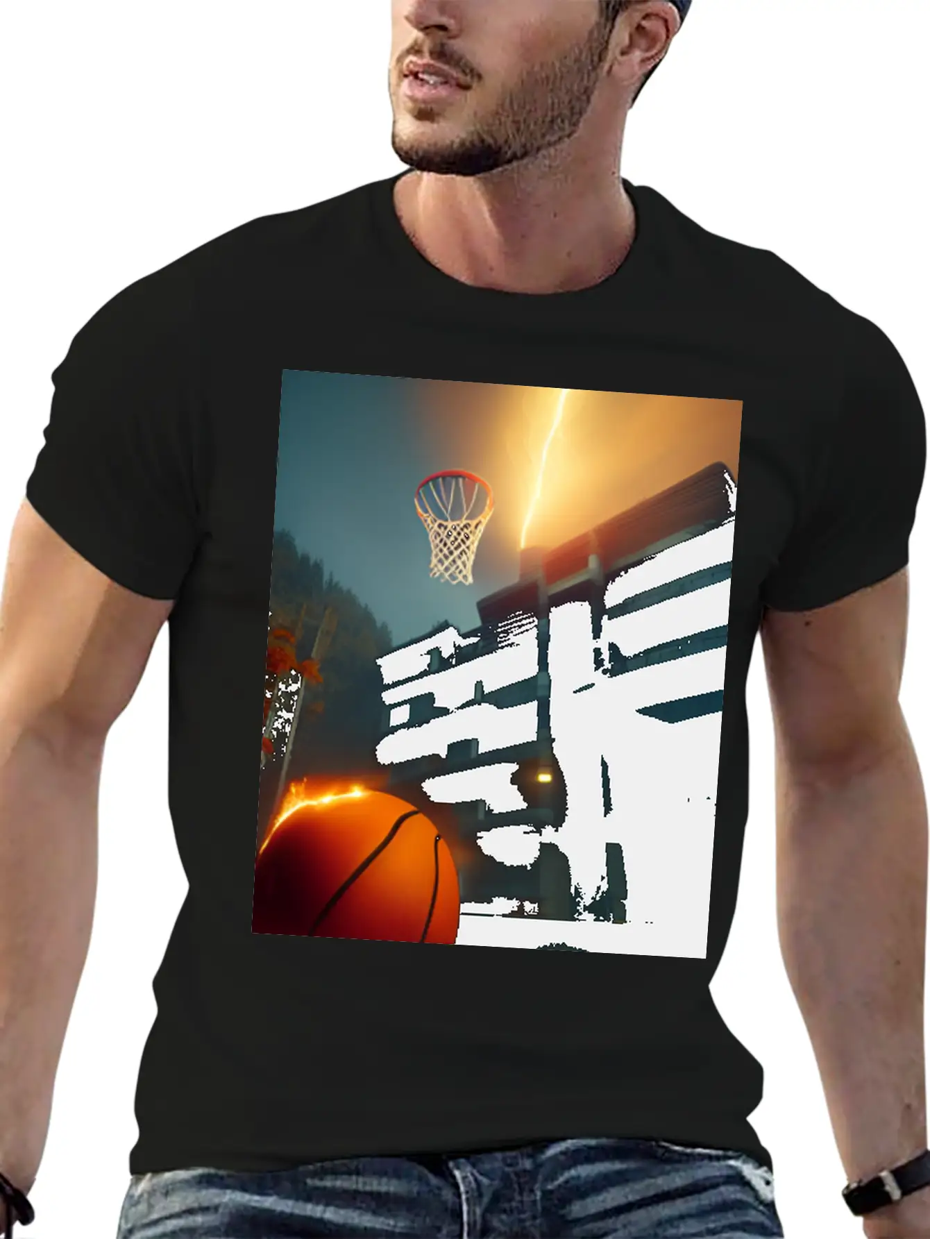 Basketball Ball On Fire Flames Unisex Casual T-Shirt – Clean Design For Daily Comfort