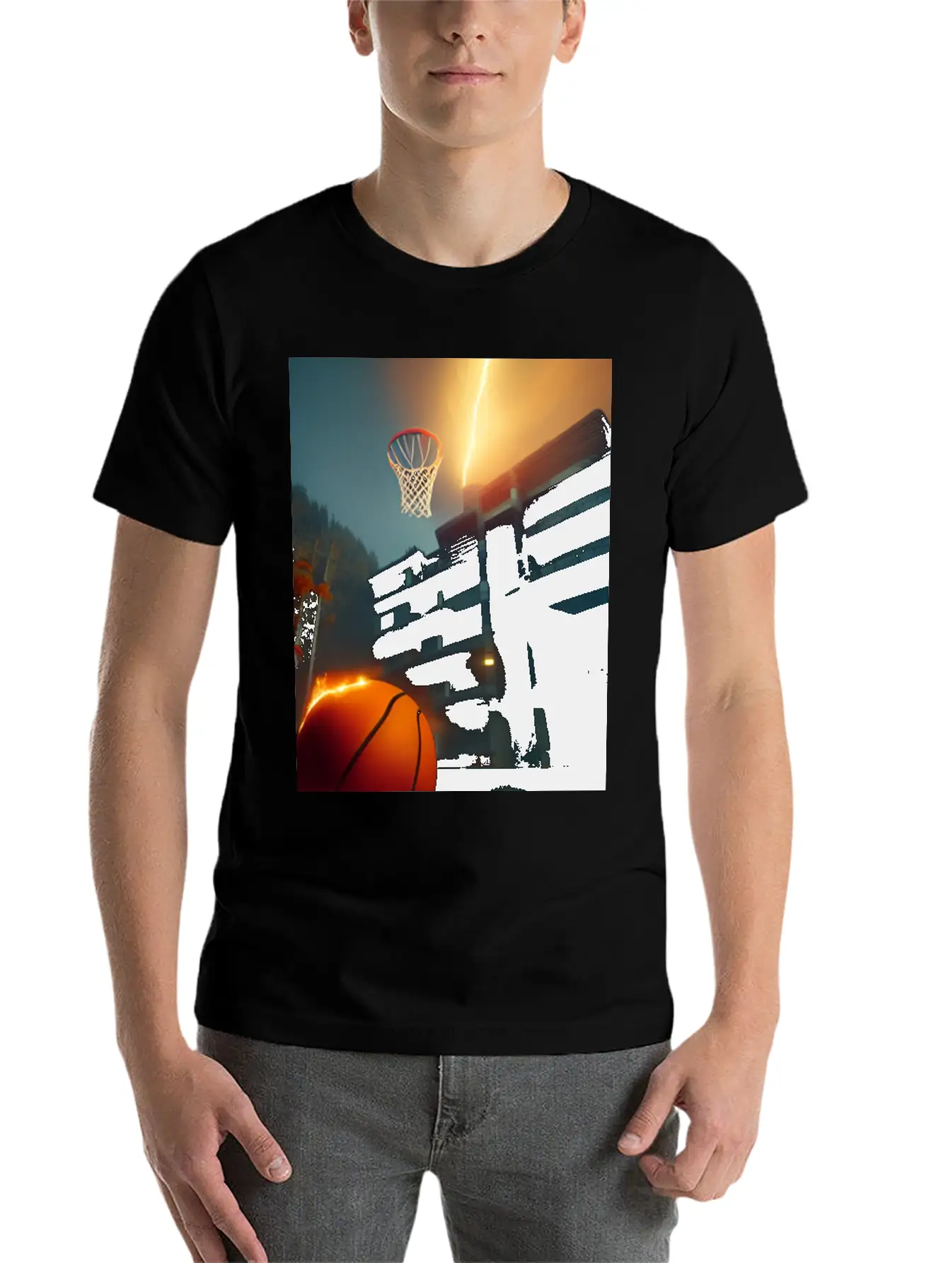 Basketball Ball On Fire Flames Unisex Casual T-Shirt – Clean Design For Daily Comfort