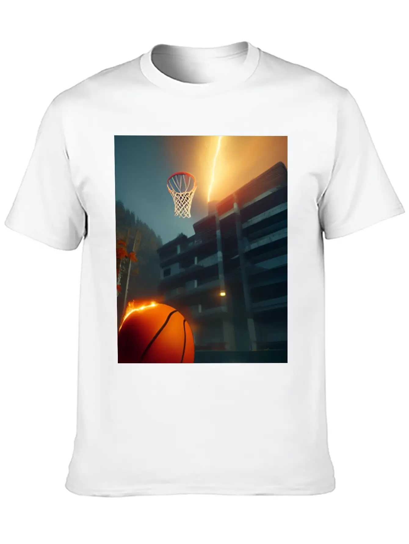 Basketball Ball On Fire Flames Unisex Casual T-Shirt – Clean Design For Daily Comfort