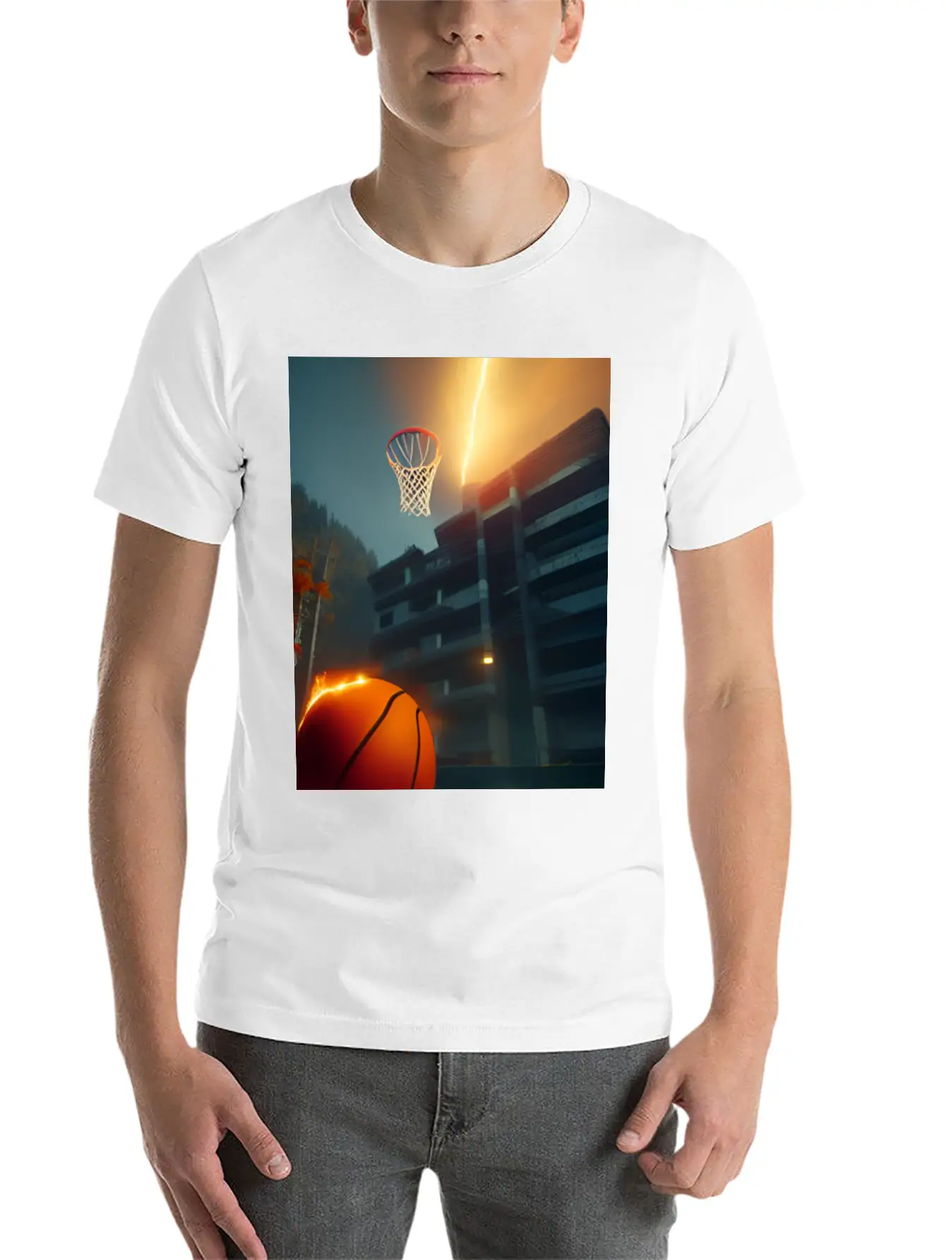 Basketball Ball On Fire Flames Unisex Casual T-Shirt – Clean Design For Daily Comfort