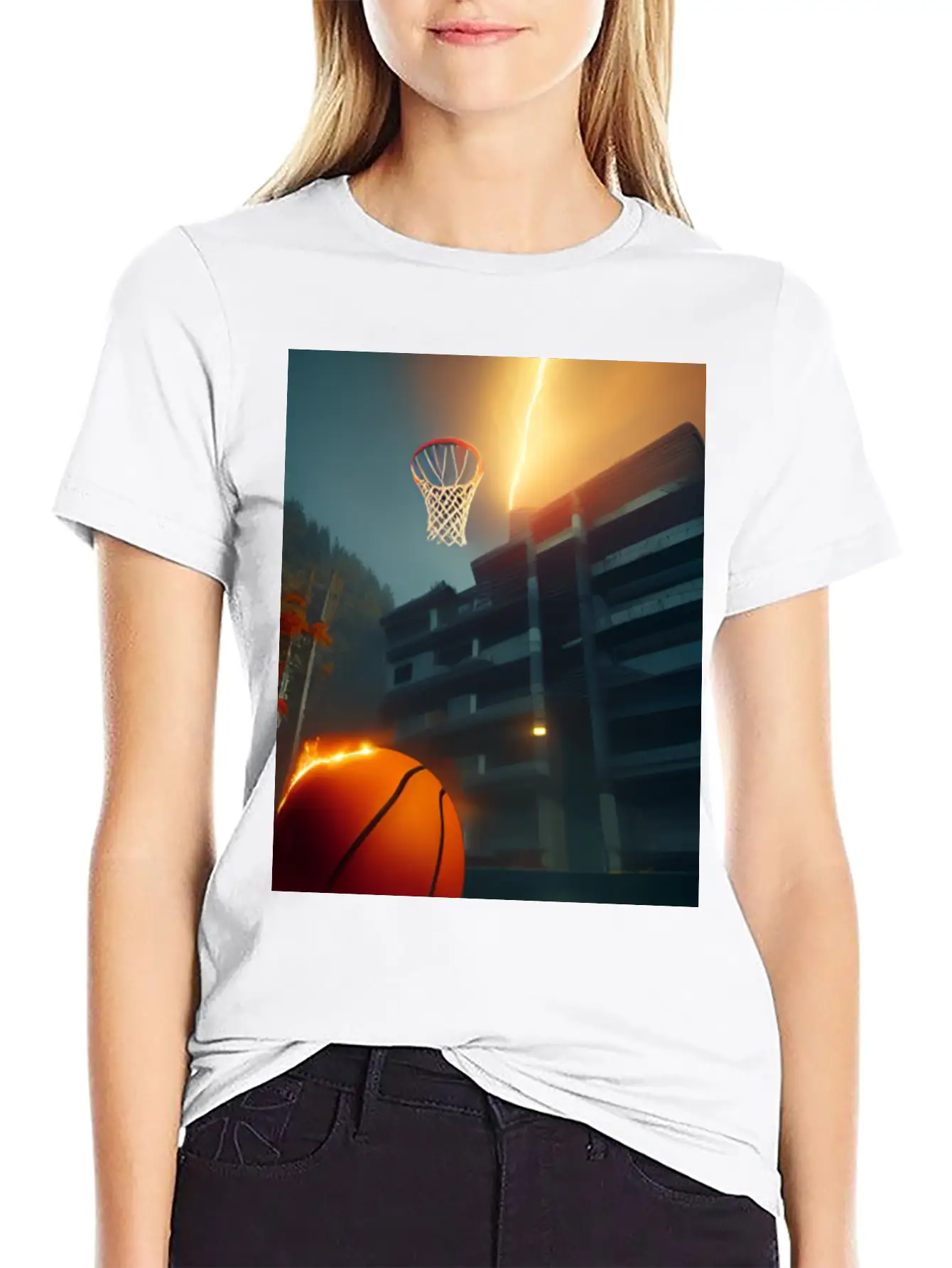 Basketball Ball On Fire Flames Unisex Casual T-Shirt – Clean Design For Daily Comfort