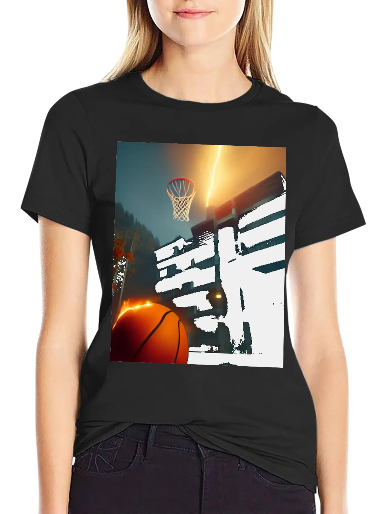 Basketball Ball On Fire Flames Unisex Casual T-Shirt – Clean Design For Daily Comfort