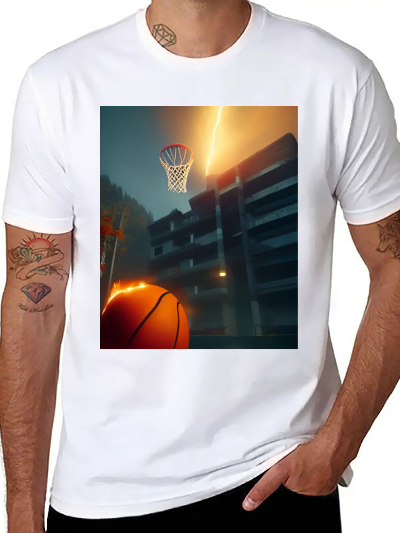 Basketball Ball On Fire Flames Unisex Casual T-Shirt – Clean Design For Daily Comfort
