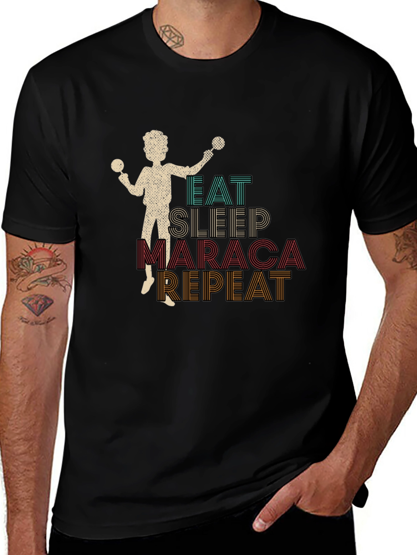 Eat Sleep Maraca Repeat Graphic Tee