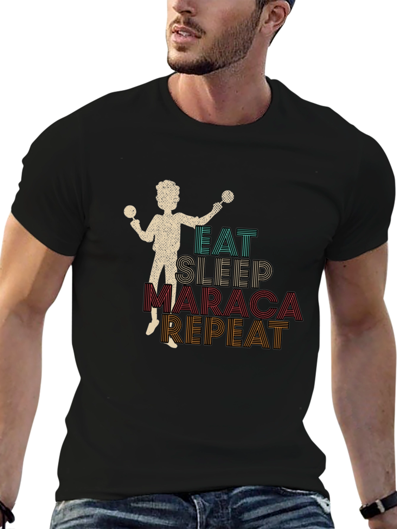 Eat Sleep Maraca Repeat Graphic Tee