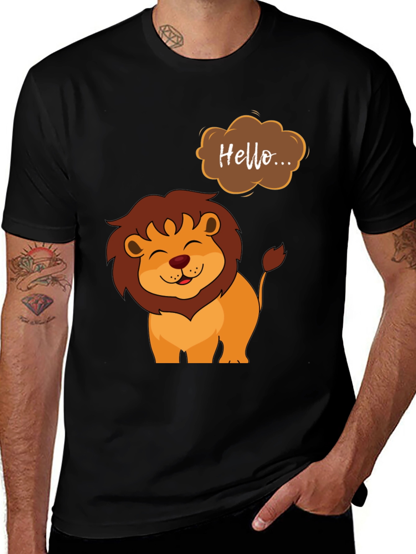Cute Lion Graphic Tee - Hello Design