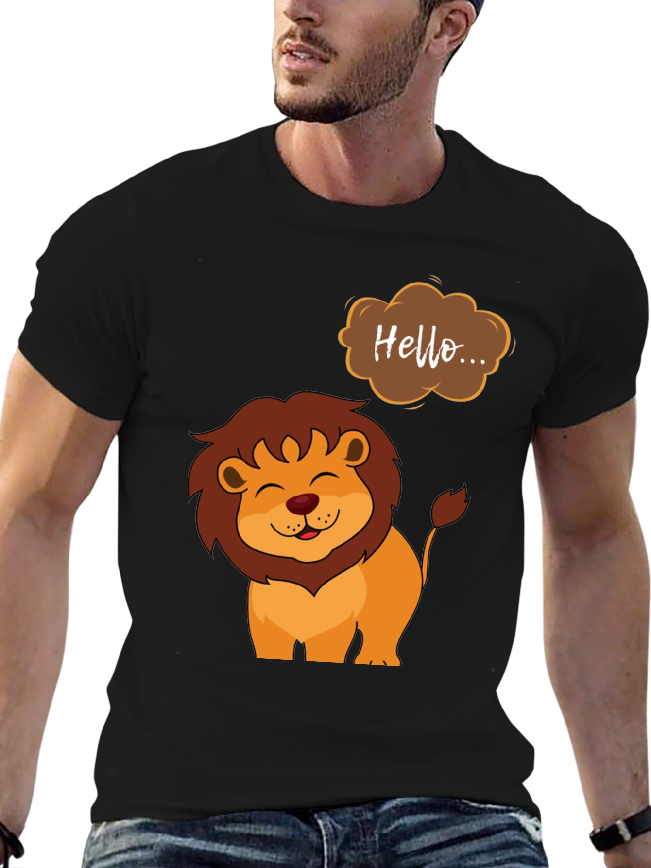 Cute Lion Graphic Tee - Hello Design