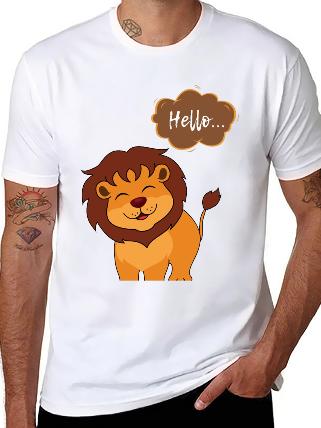 Cute Lion Graphic Tee - Hello Design