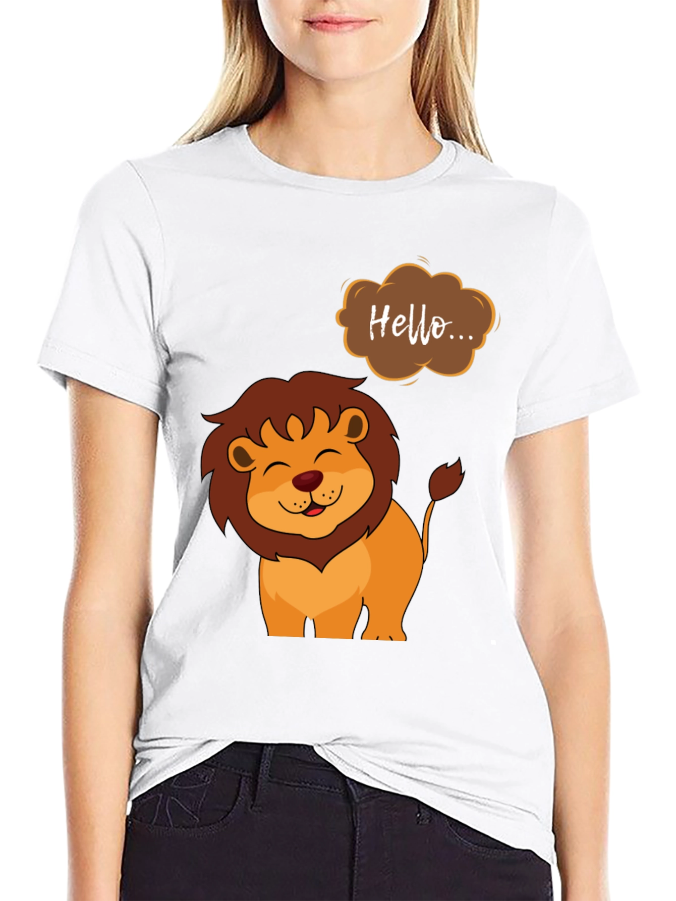 Cute Lion Graphic Tee - Hello Design