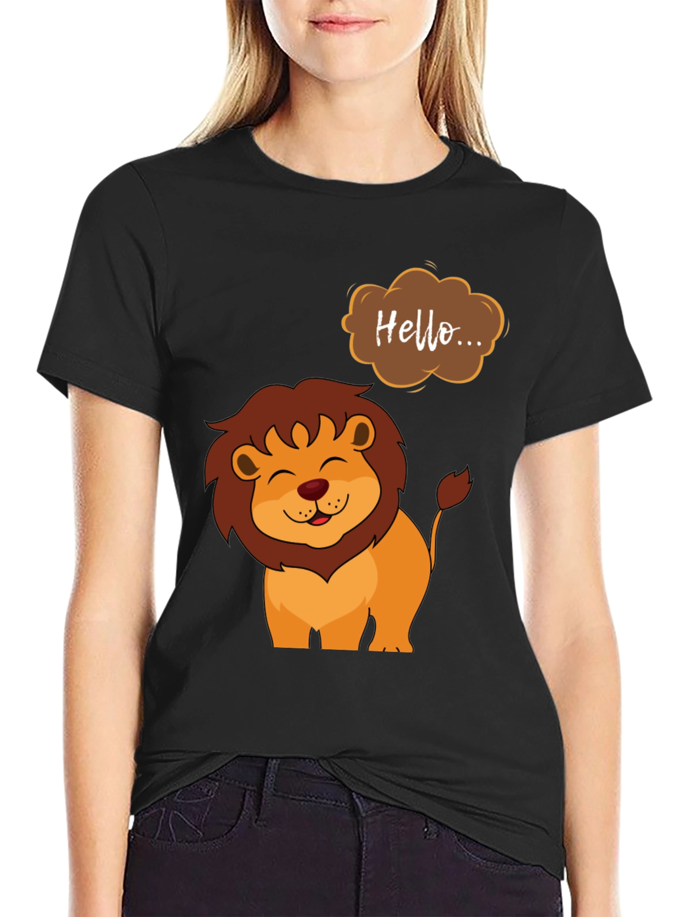 Cute Lion Graphic Tee - Hello Design