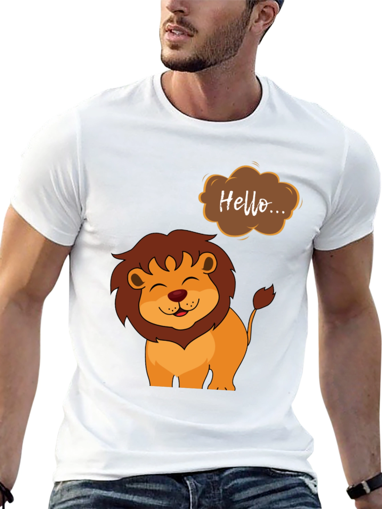 Cute Lion Graphic Tee - Hello Design
