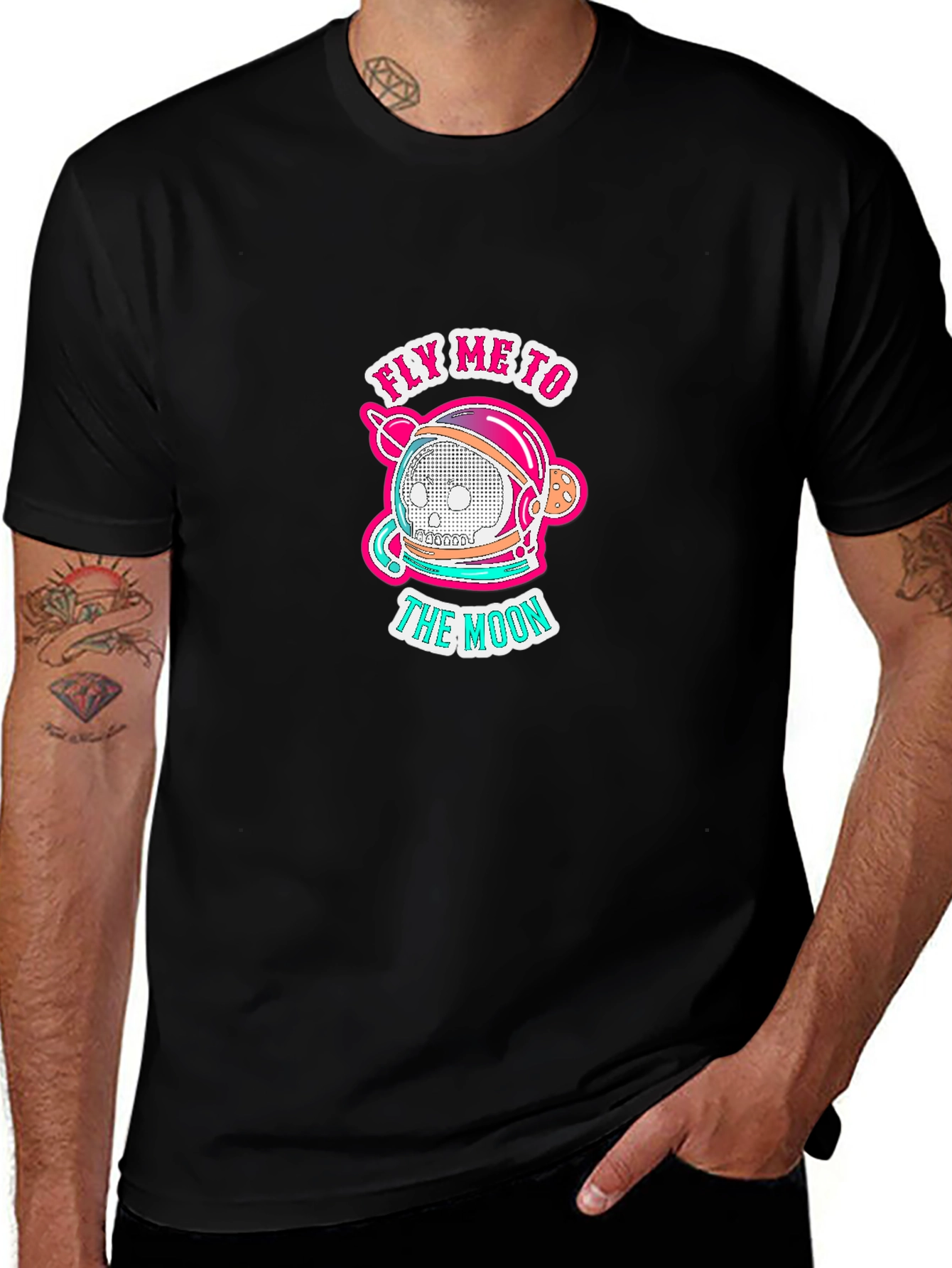 Fly Me to the Moon Black Graphic T-Shirt