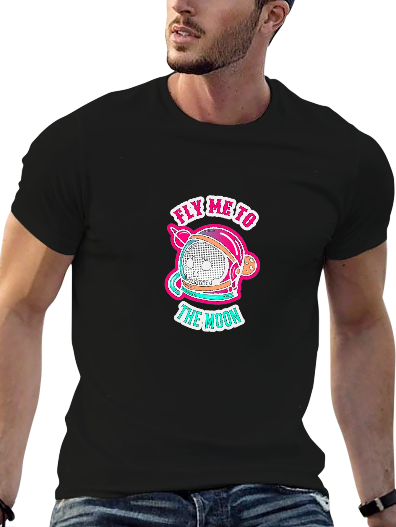 Fly Me to the Moon Black Graphic T-Shirt