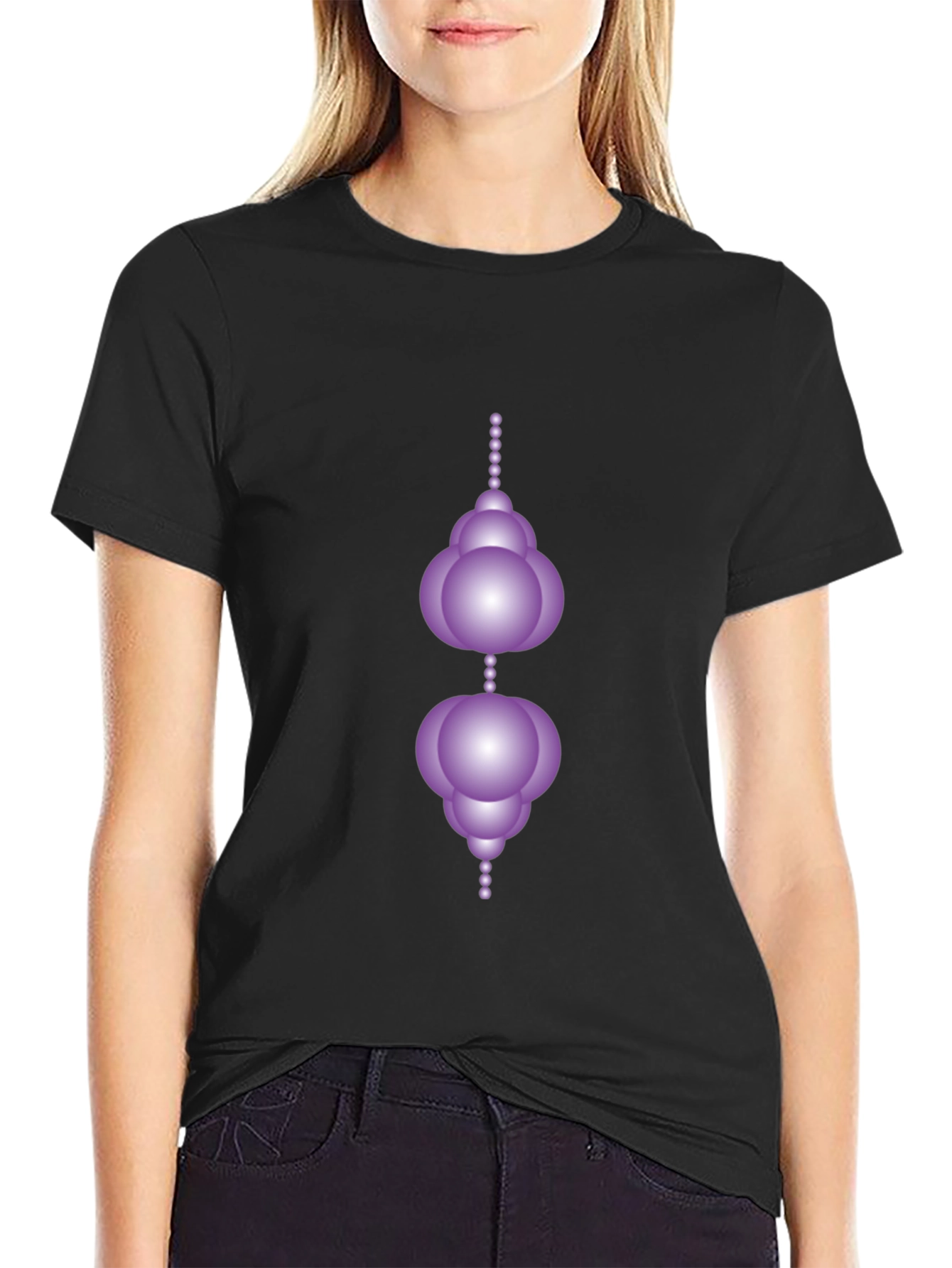 Modern Geometric Orb Design Black T-Shirt
