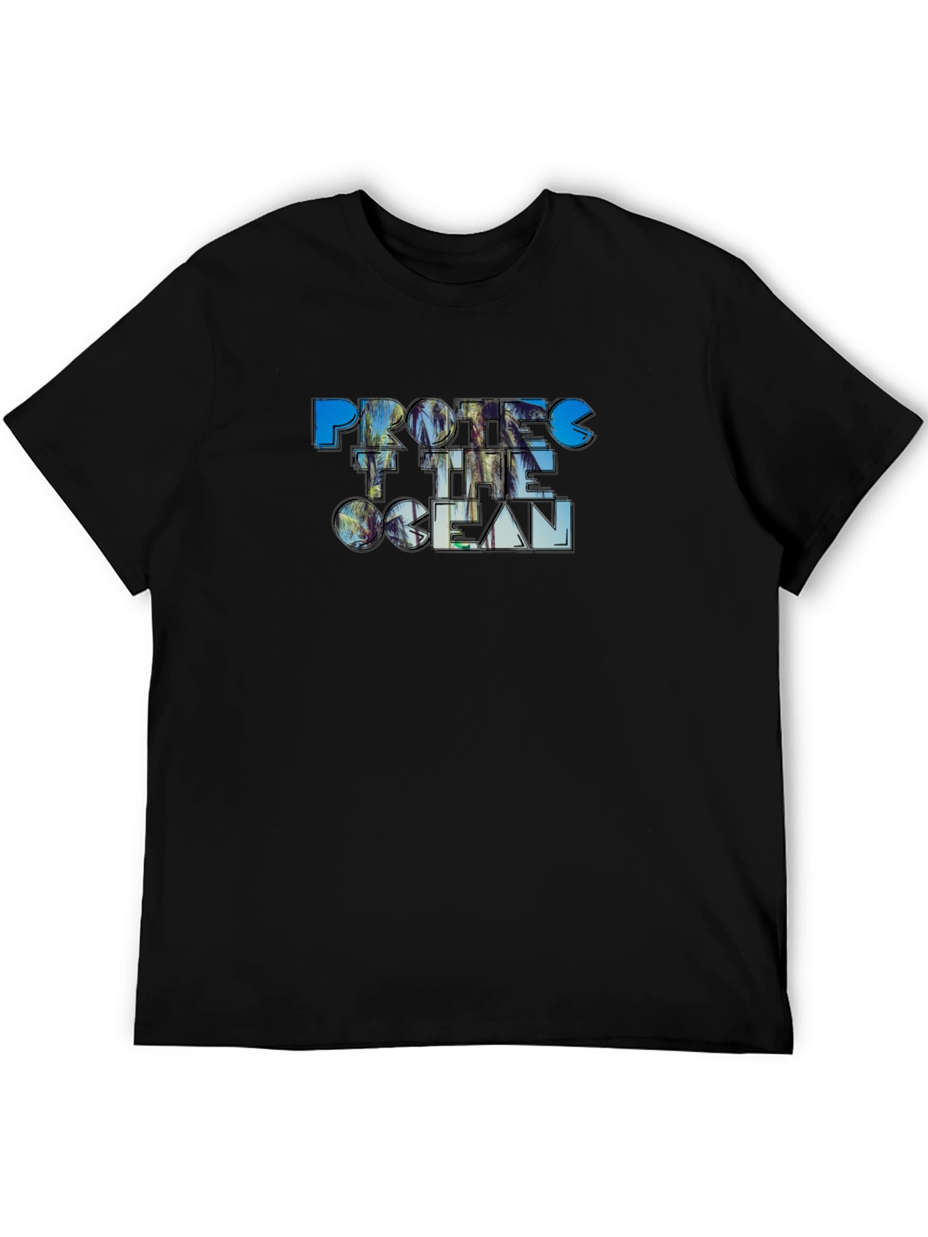 Protect the Ocean Graphic Print T-Shirt - Black