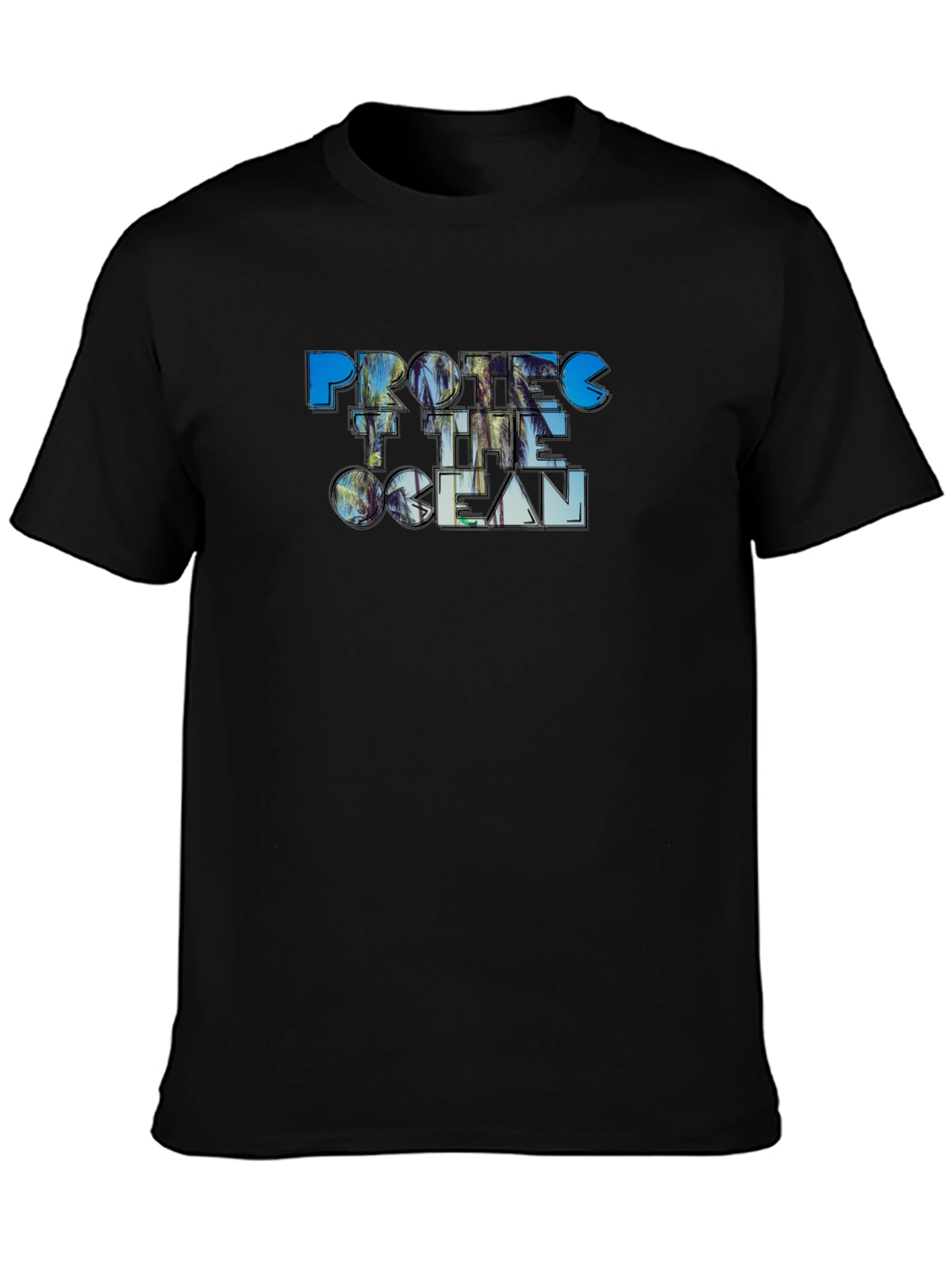 Protect the Ocean Graphic Print T-Shirt - Black