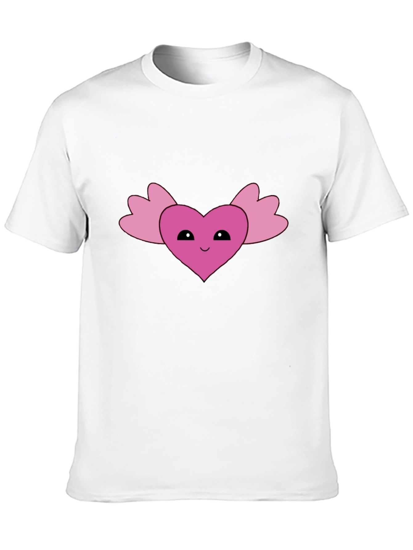 Cute Heart Wings Graphic Tee - Black Cotton T-Shirt
