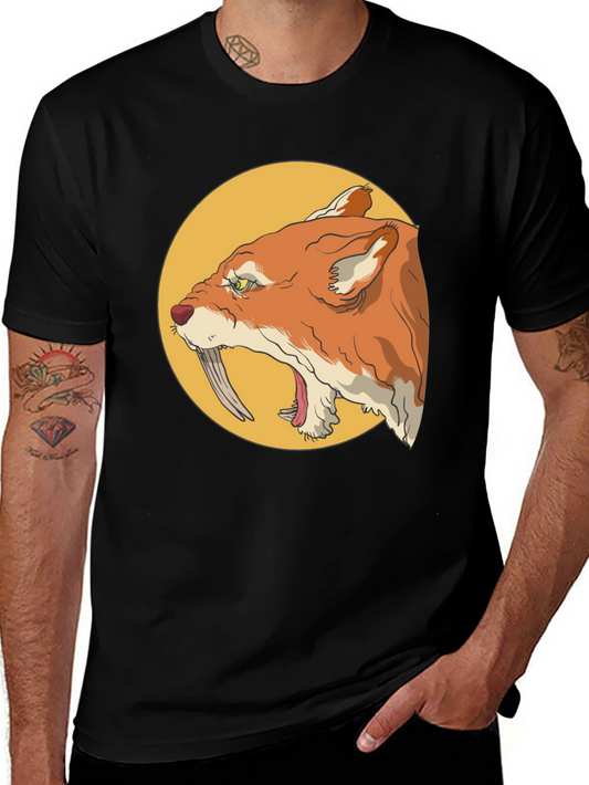 Cool Graphic Tee - Saber-Toothed Cat Design