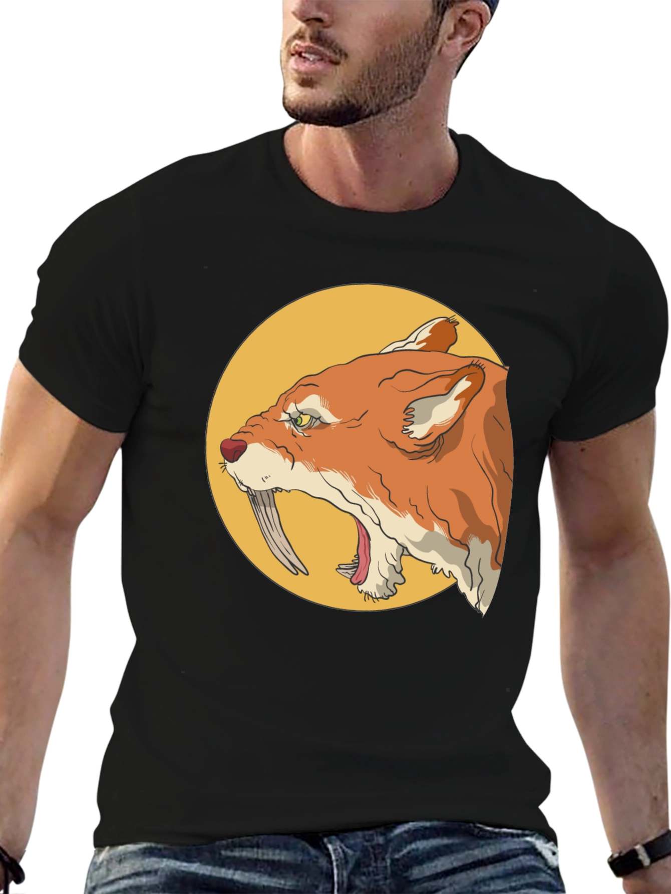Cool Graphic Tee - Saber-Toothed Cat Design
