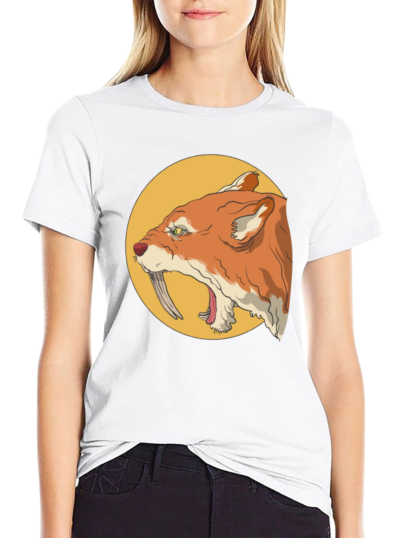 Cool Graphic Tee - Saber-Toothed Cat Design