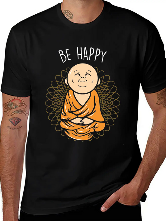Be Happy Zen Little Buddha Mandala Buddhist Unisex Casual T-Shirt – Clean Design For Daily Comfort