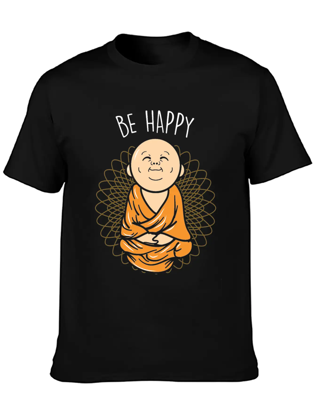 Be Happy Zen Little Buddha Mandala Buddhist Unisex Casual T-Shirt – Clean Design For Daily Comfort