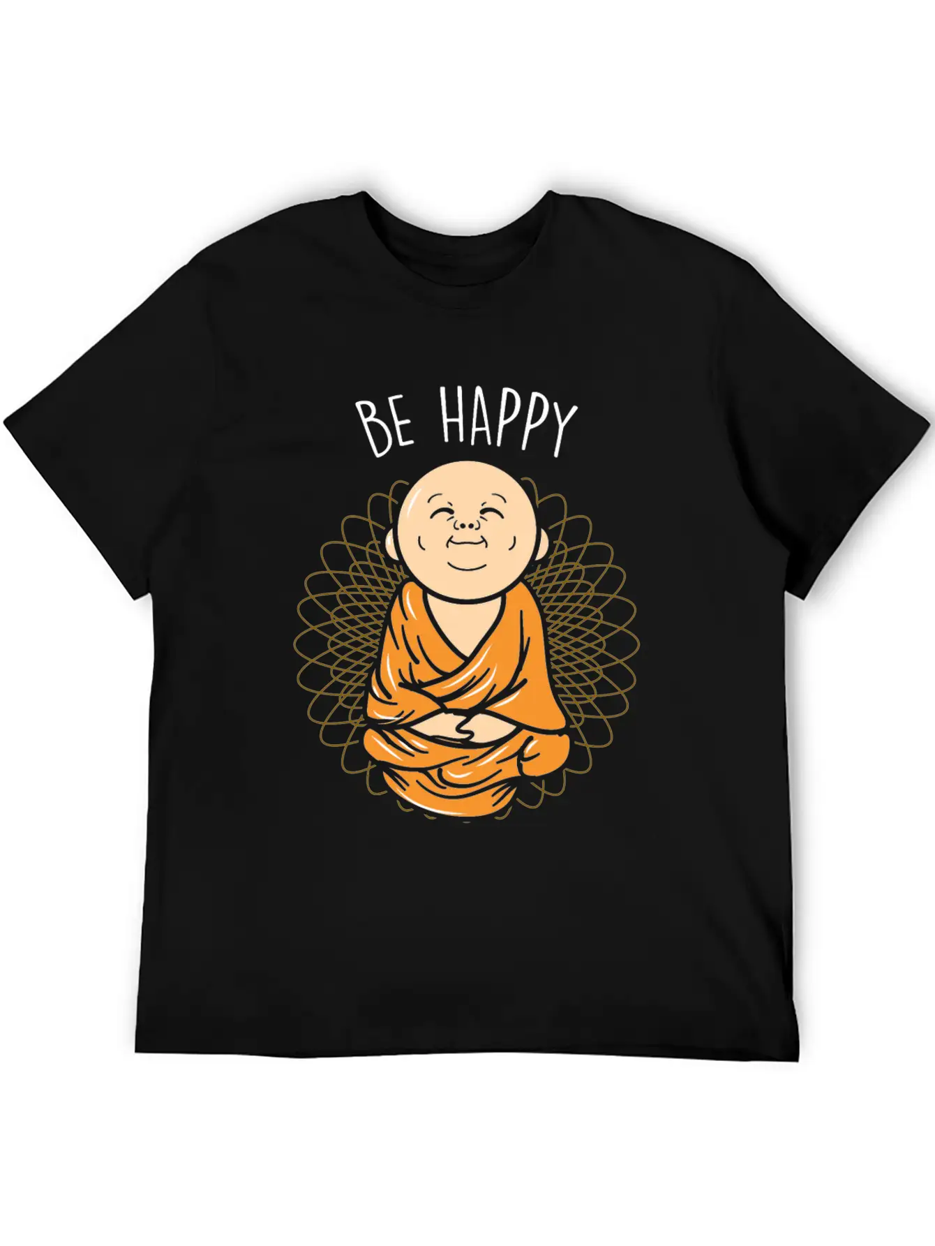 Be Happy Zen Little Buddha Mandala Buddhist Unisex Casual T-Shirt – Clean Design For Daily Comfort