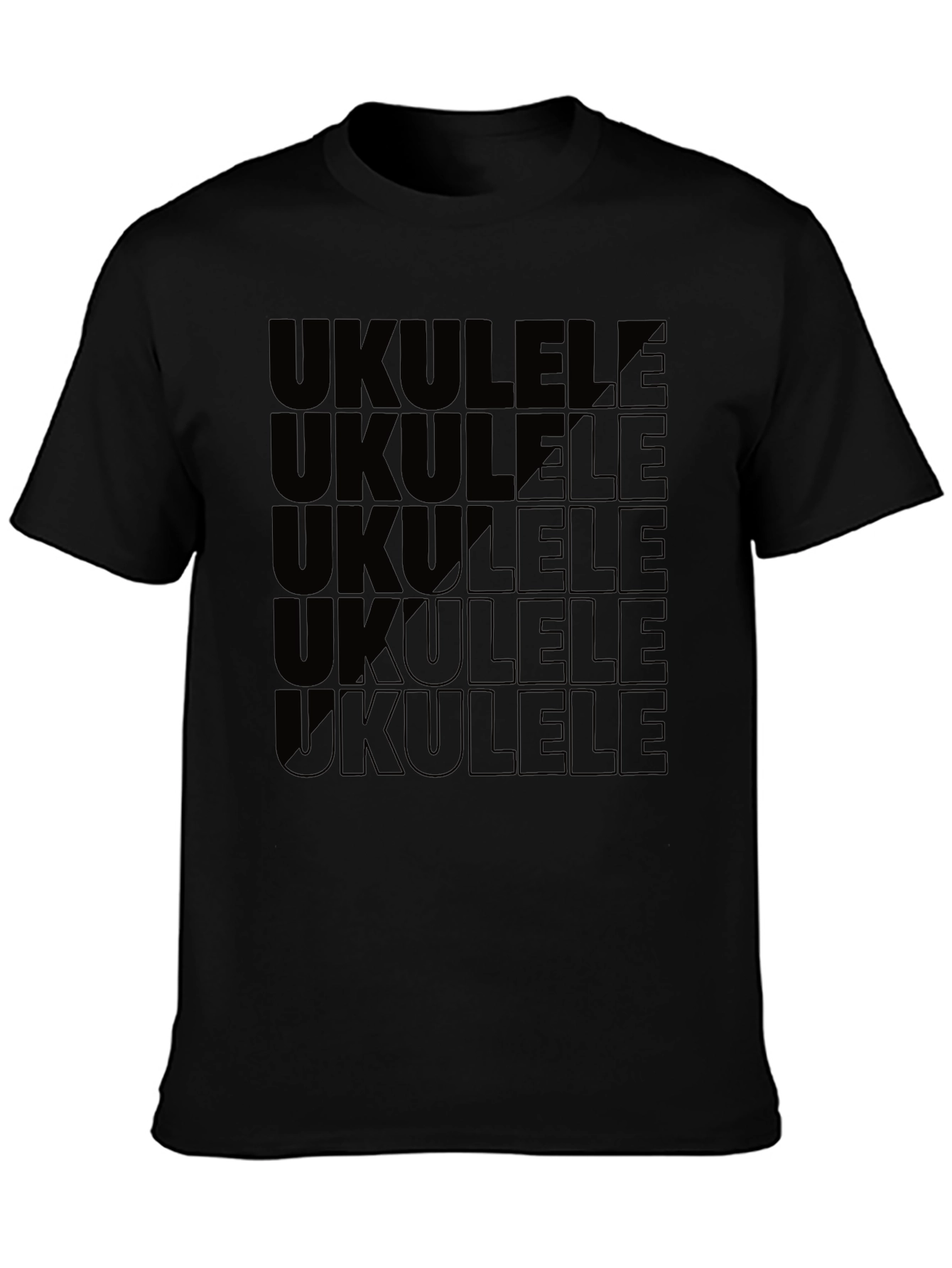 Ukulele Graphic Print Black T-Shirt