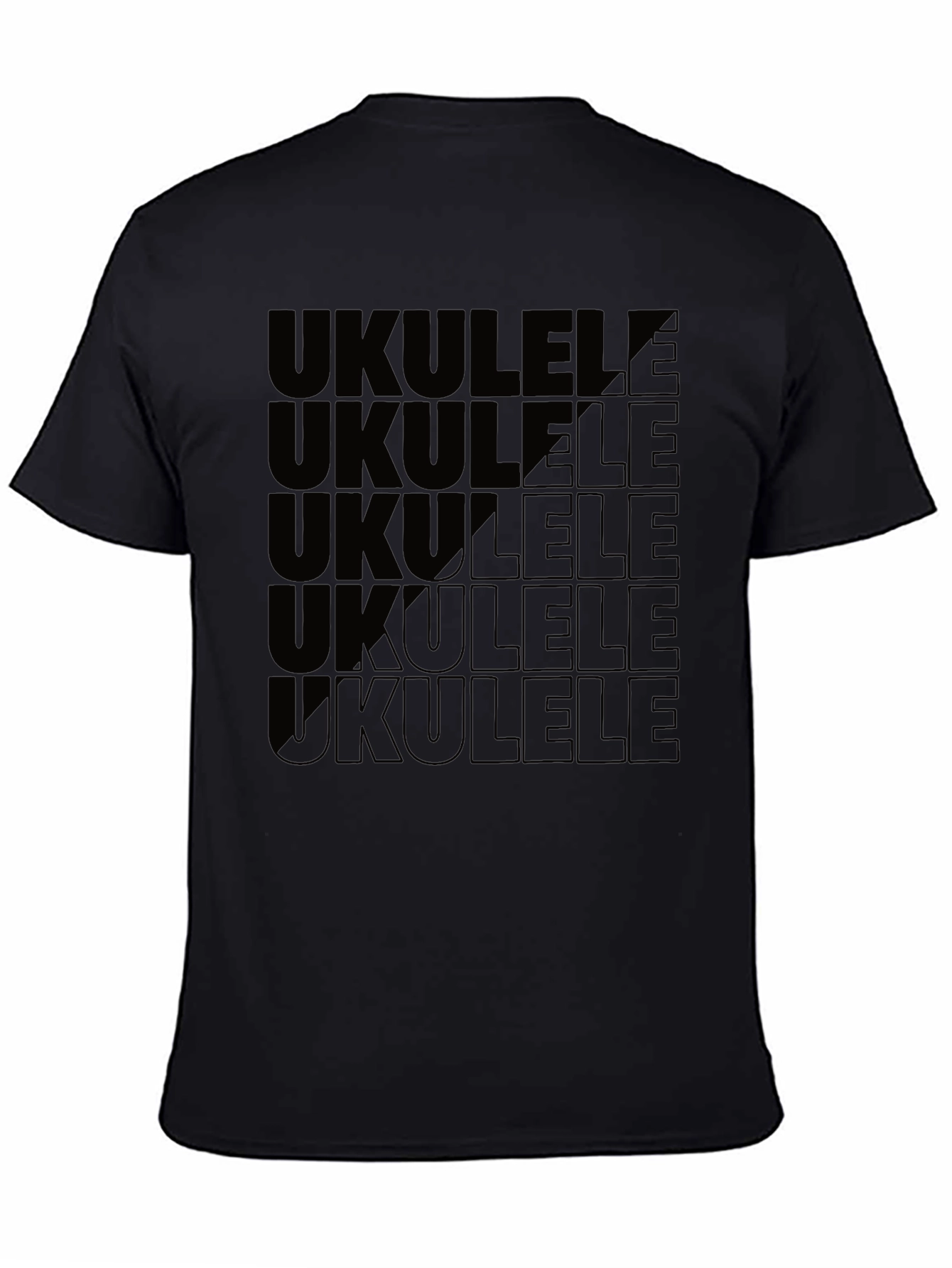 Ukulele Graphic Print Black T-Shirt