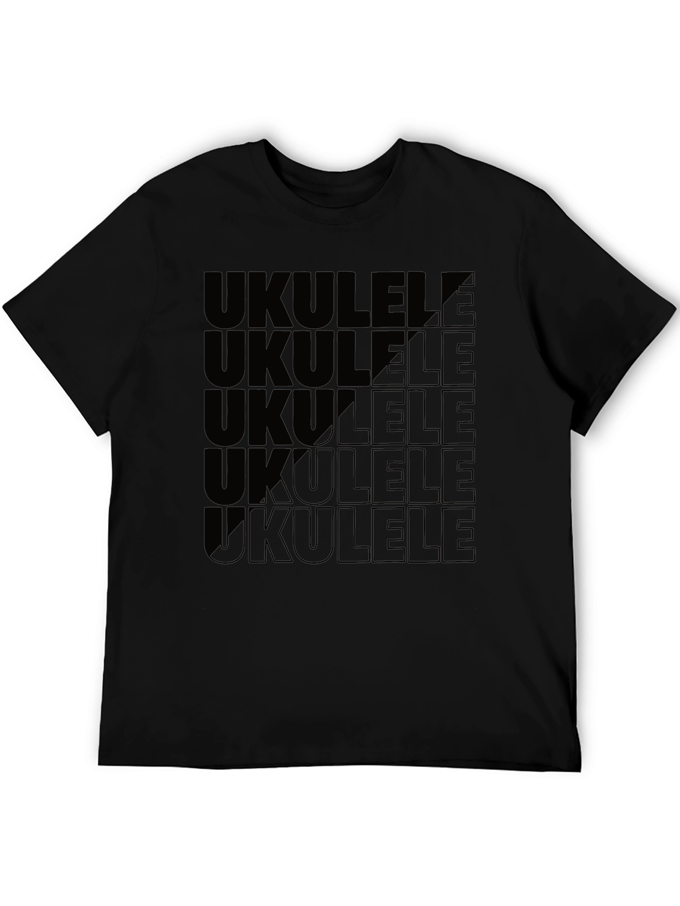 Ukulele Graphic Print Black T-Shirt