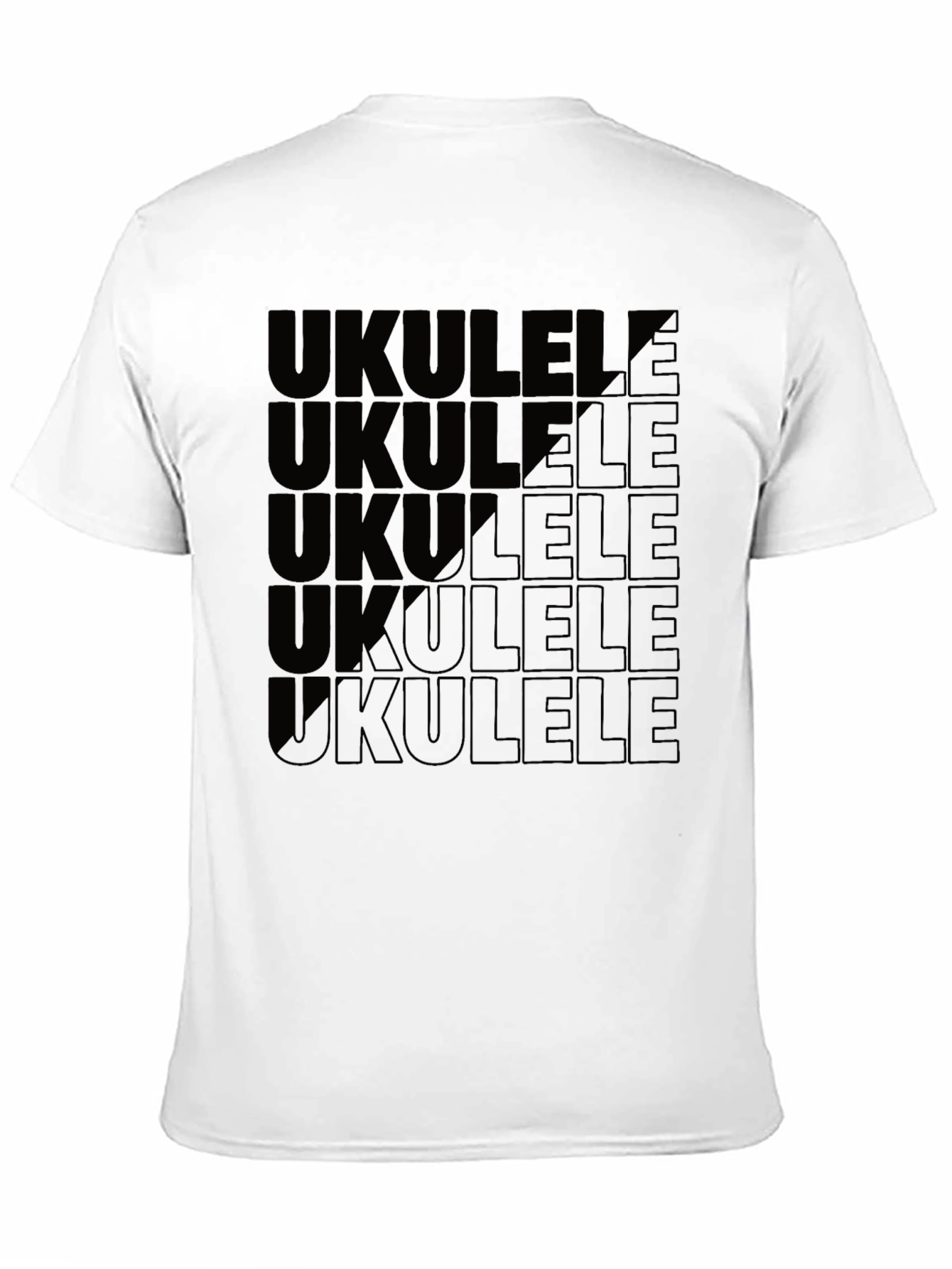 Ukulele Graphic Print Black T-Shirt